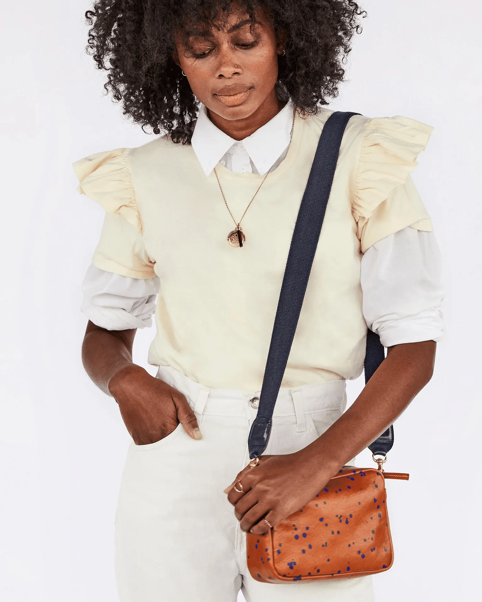 1.5in Cotton Webbing Crossbody Strap in Black - Image 2