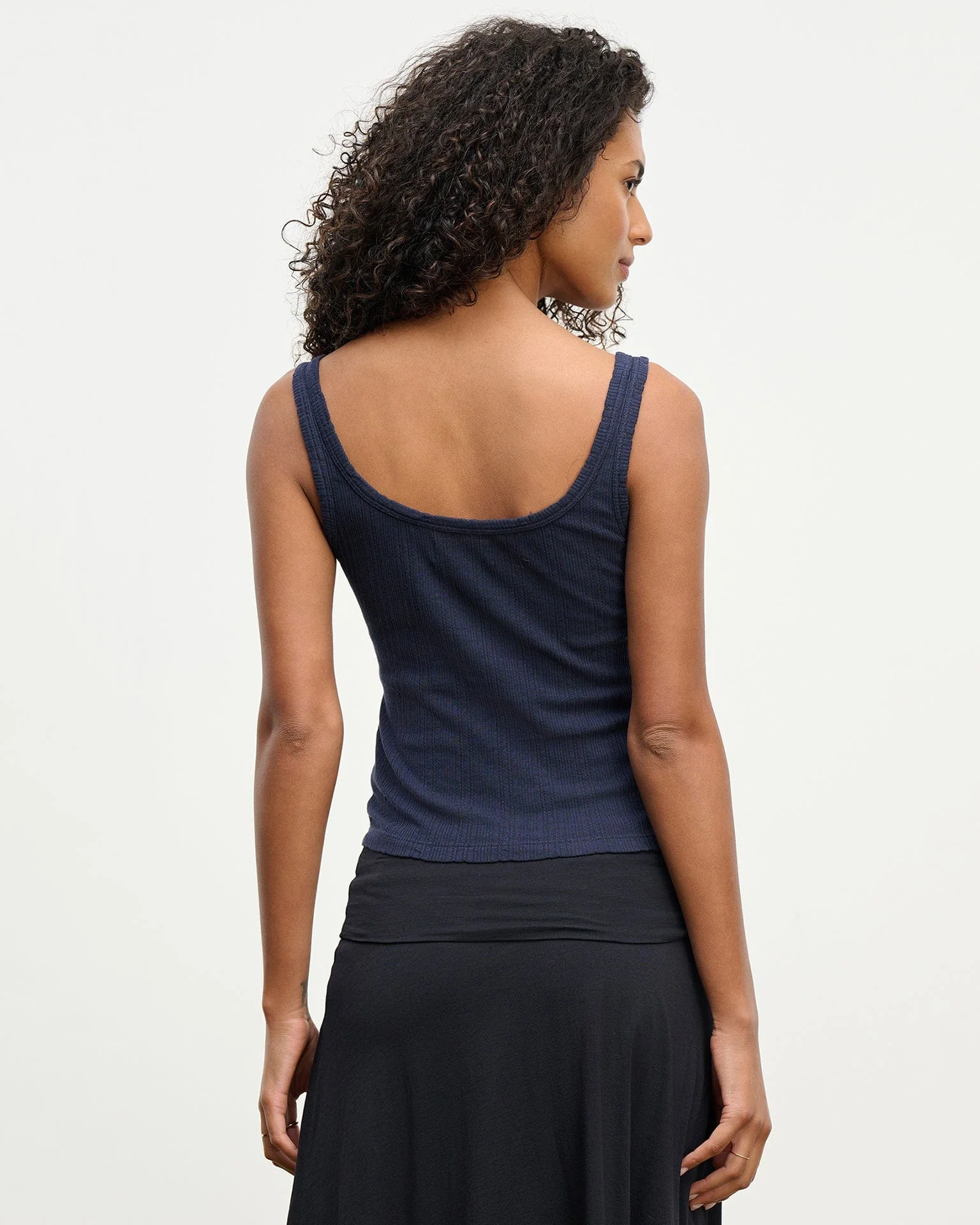 Adelle Button Up Tank in Navy - Image 4
