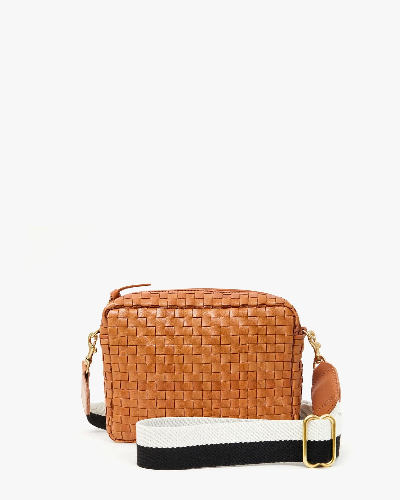 Adj Crossbody Strap in Black & Cream Stripe - Image 2