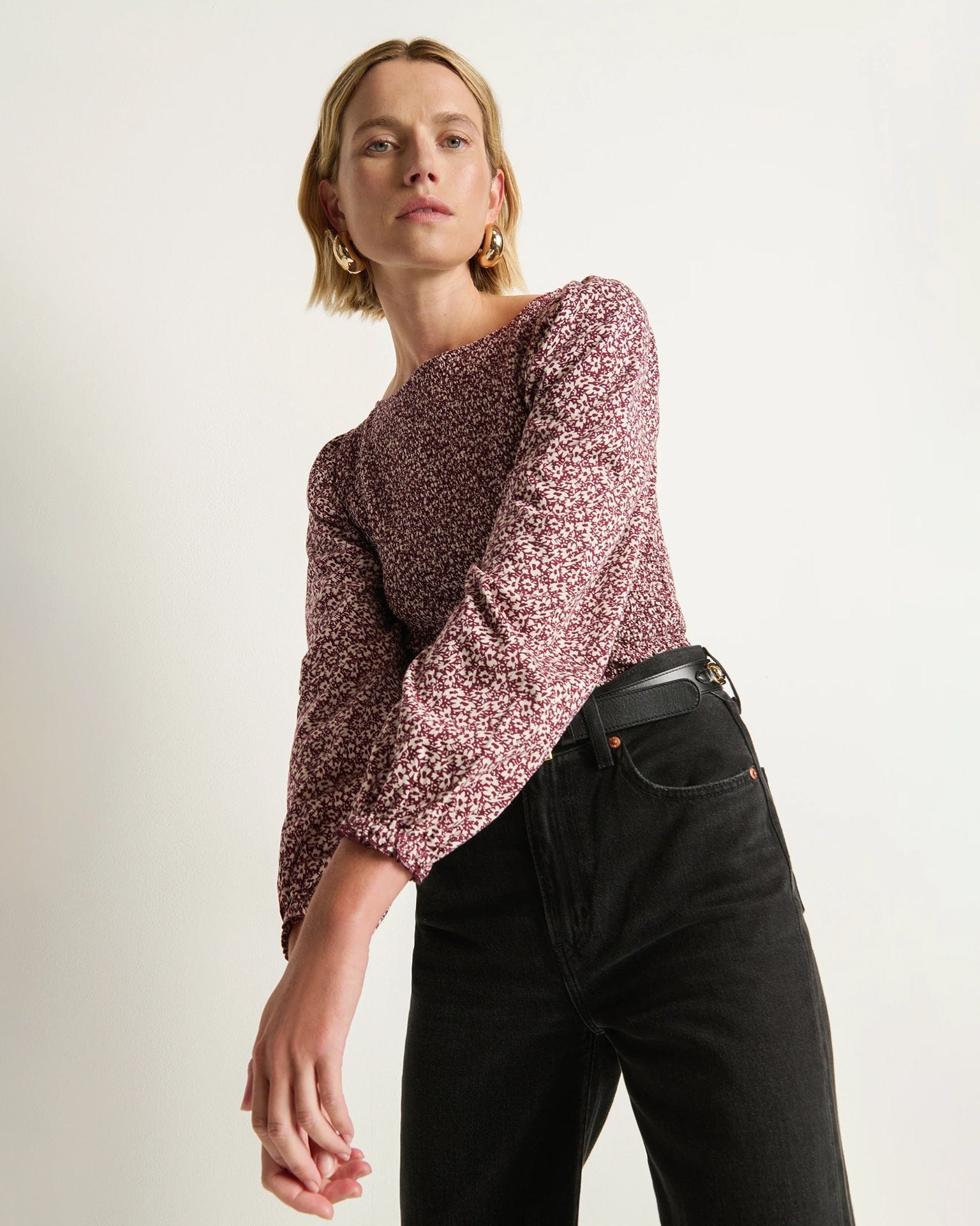 Aidan Smocked Blouse in Winter Floral