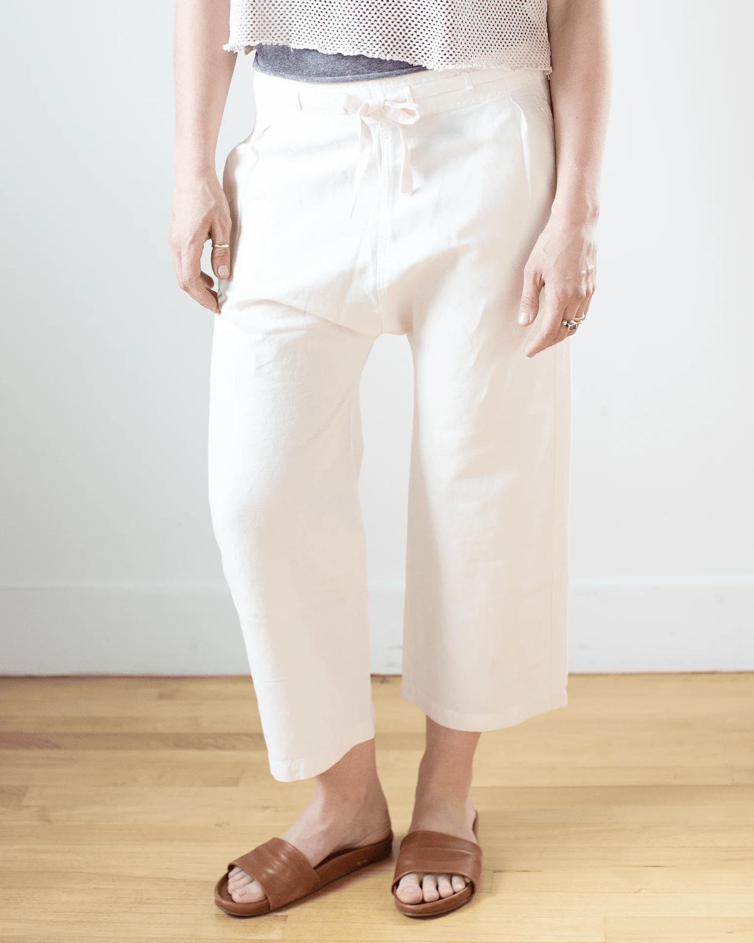 Akari Tie Waist Pants in Ivory