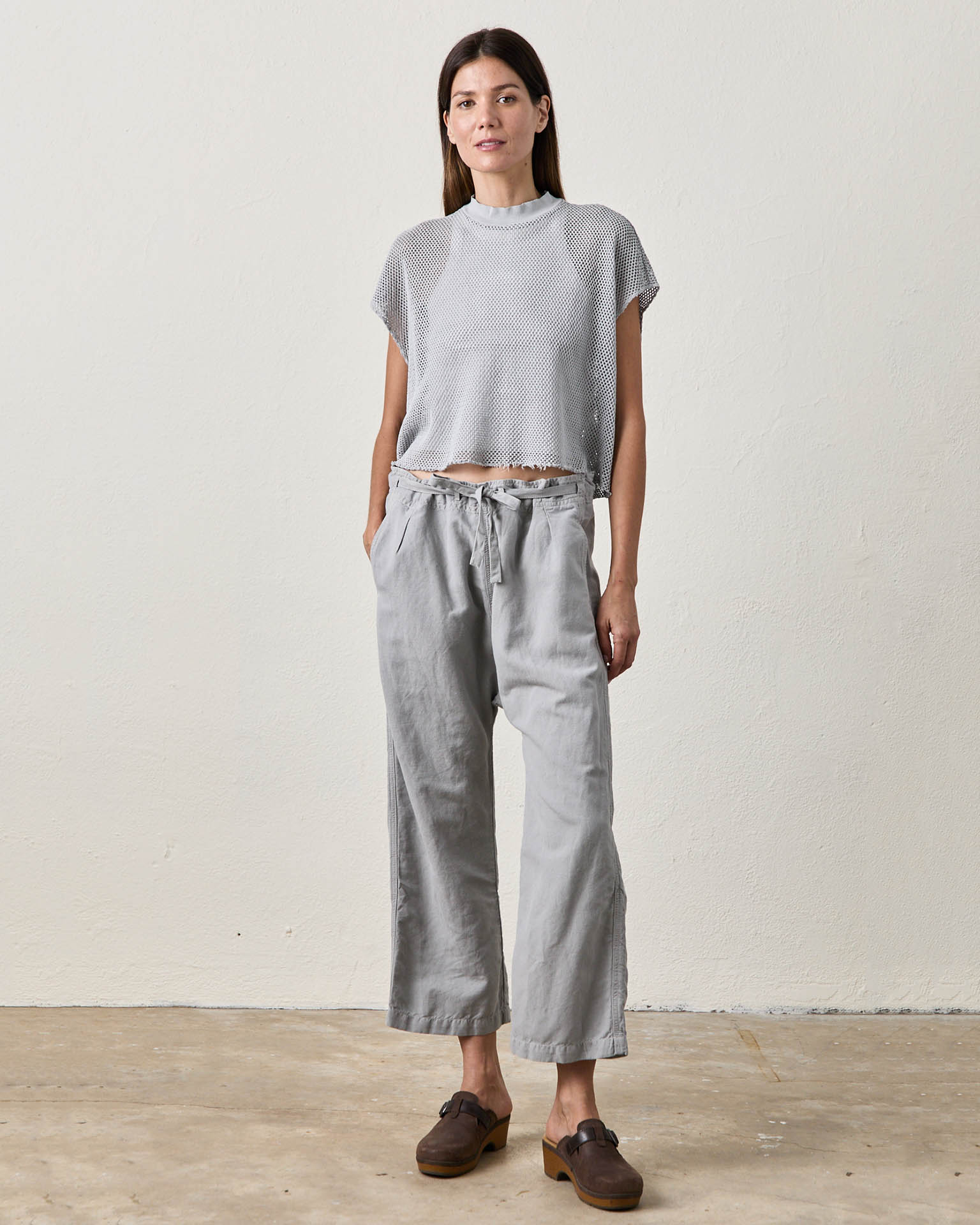 Akari Tie Waist Pants in Pale Grey - Image 2