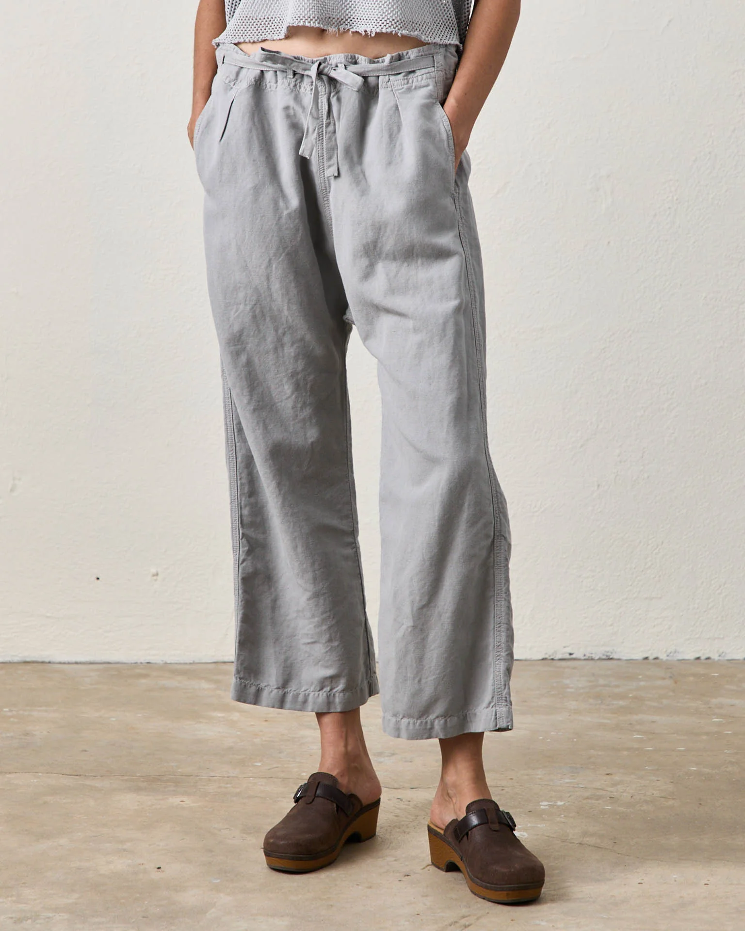 Akari Tie Waist Pants in Pale Grey - Image 3