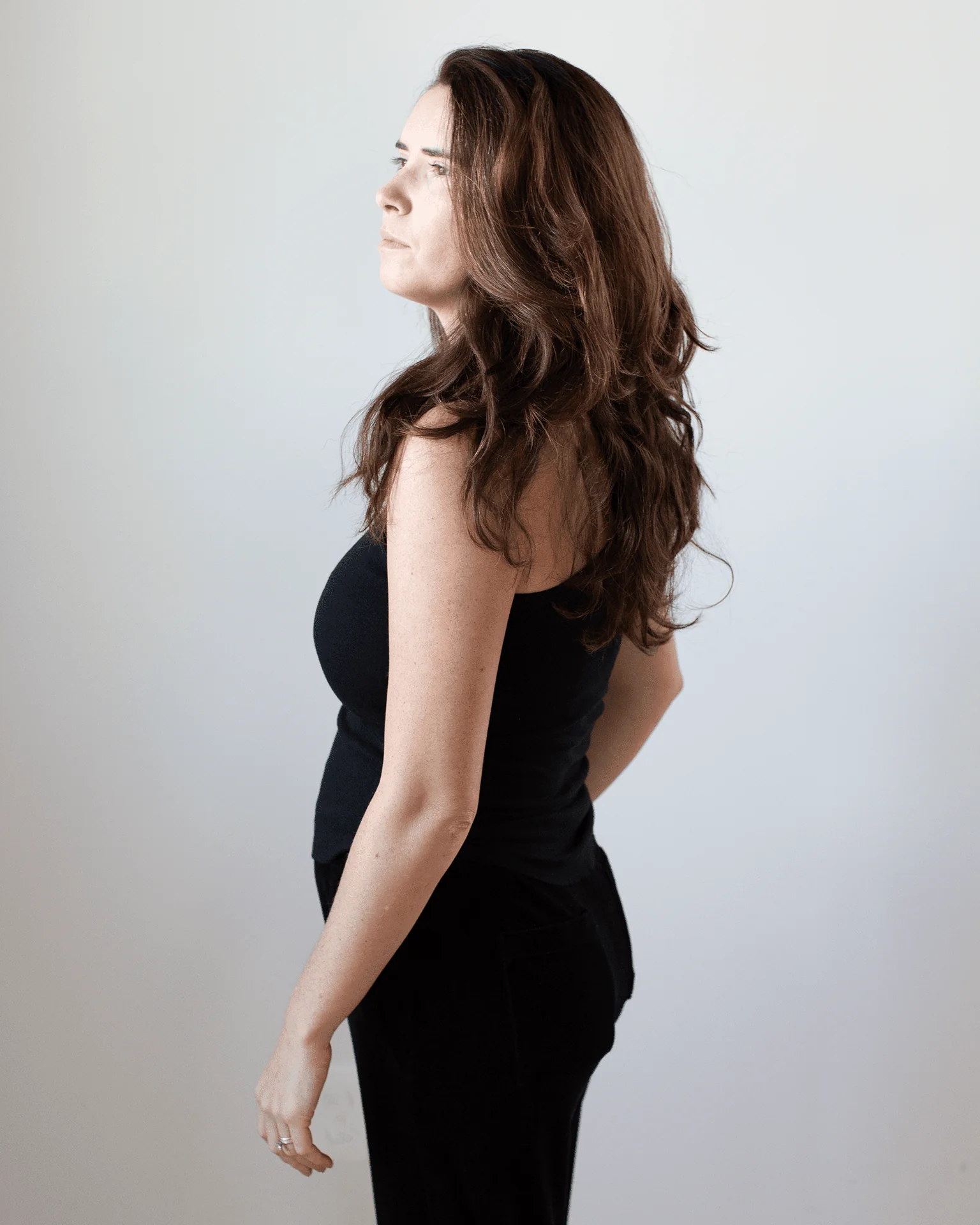 Alexa Fitted Baby Rib Tank in Black - Image 2