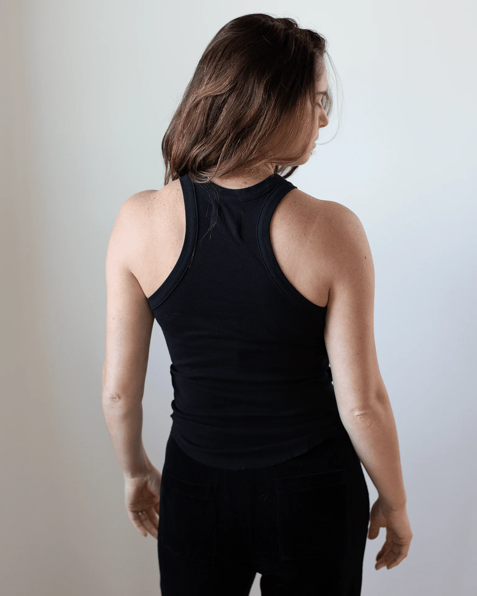 Alexa Fitted Baby Rib Tank in Black - Image 3