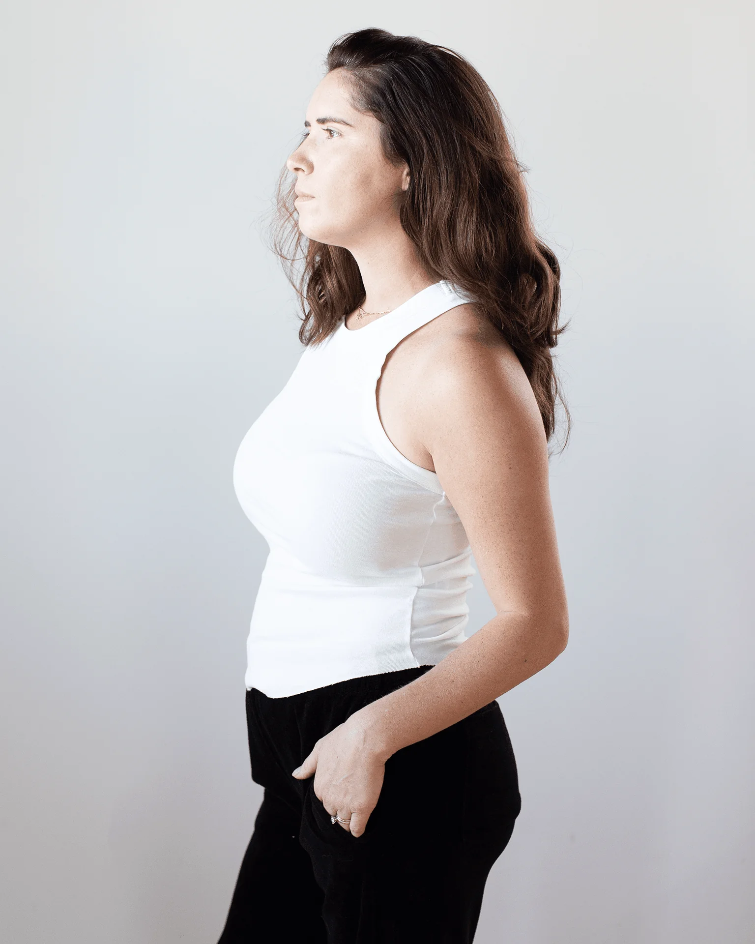 Alexa Fitted Baby Rib Tank in Chalk - Image 2