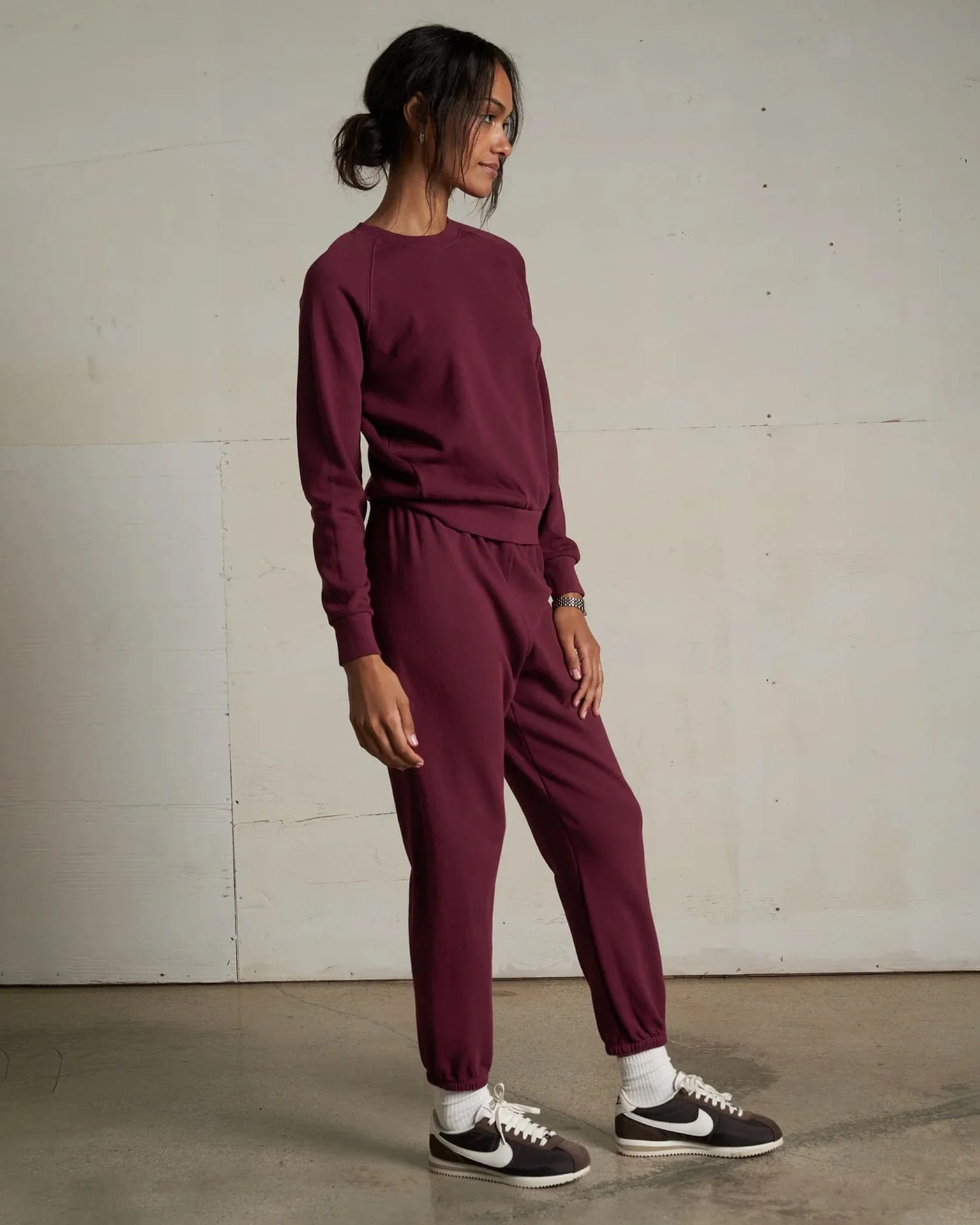Alexi French Terry Sweatshirt in Dark Burgundy - Image 3