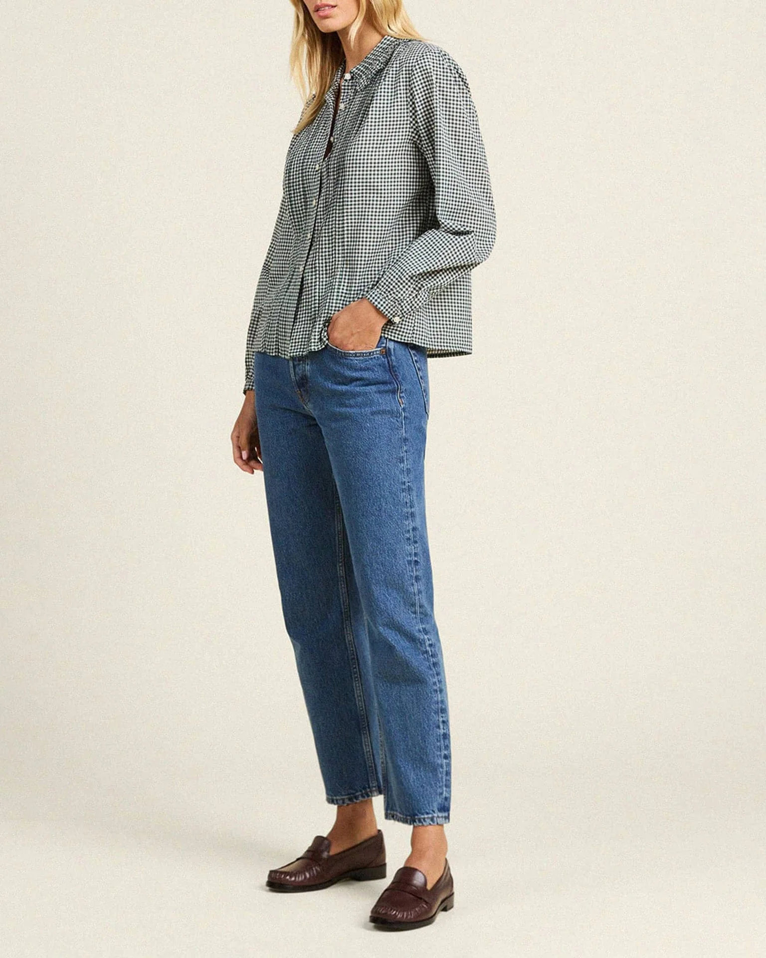 Alise Blouse in Caspian Check - Image 2