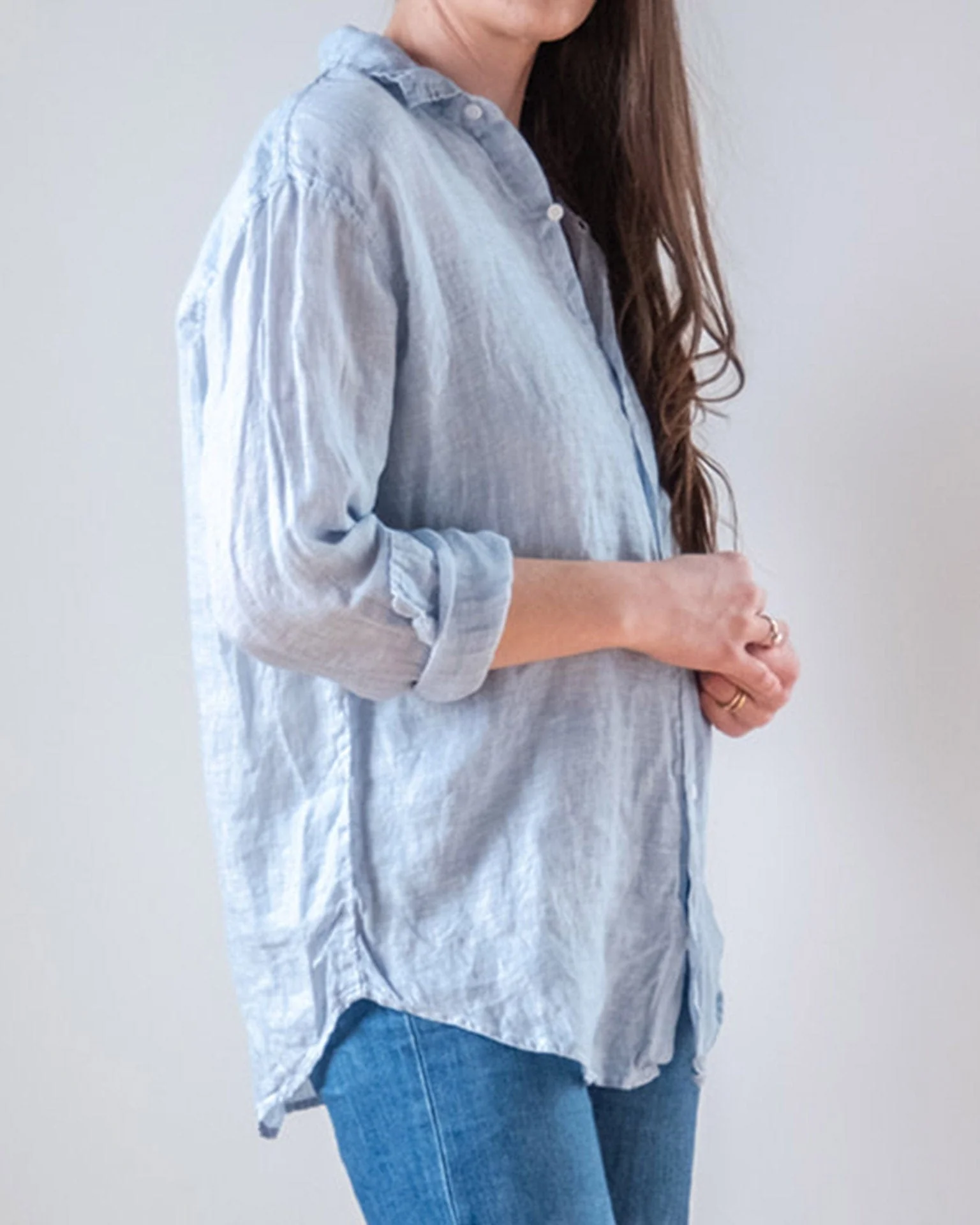Alix Top in Aqua Chambray Linen - Image 6