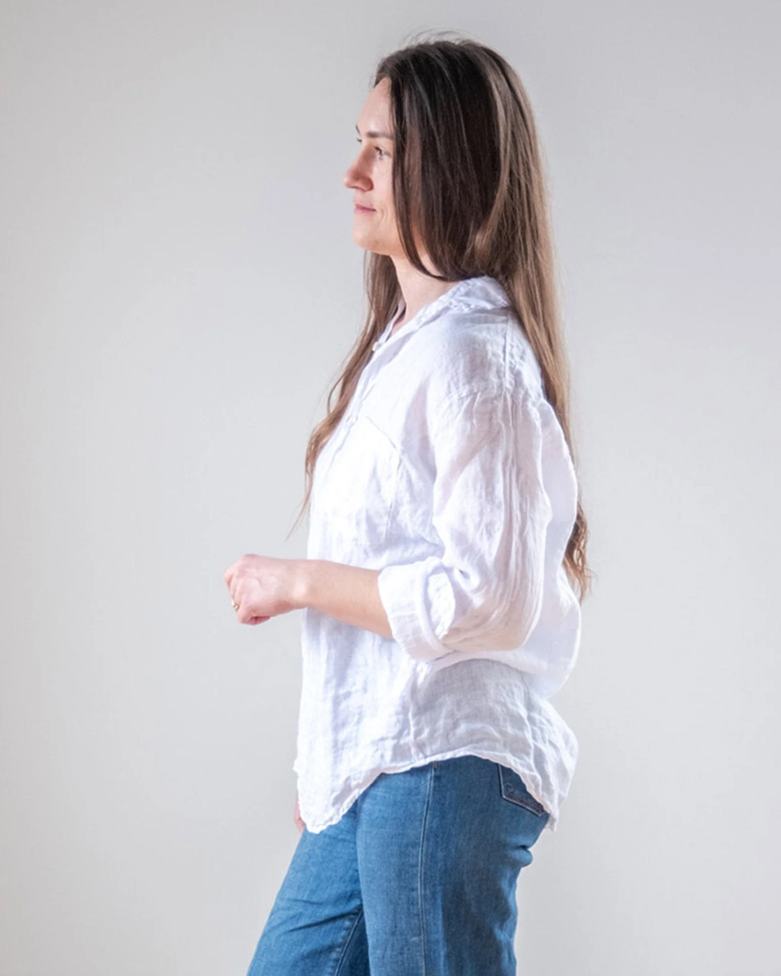 Alix Top in White Linen - Image 2
