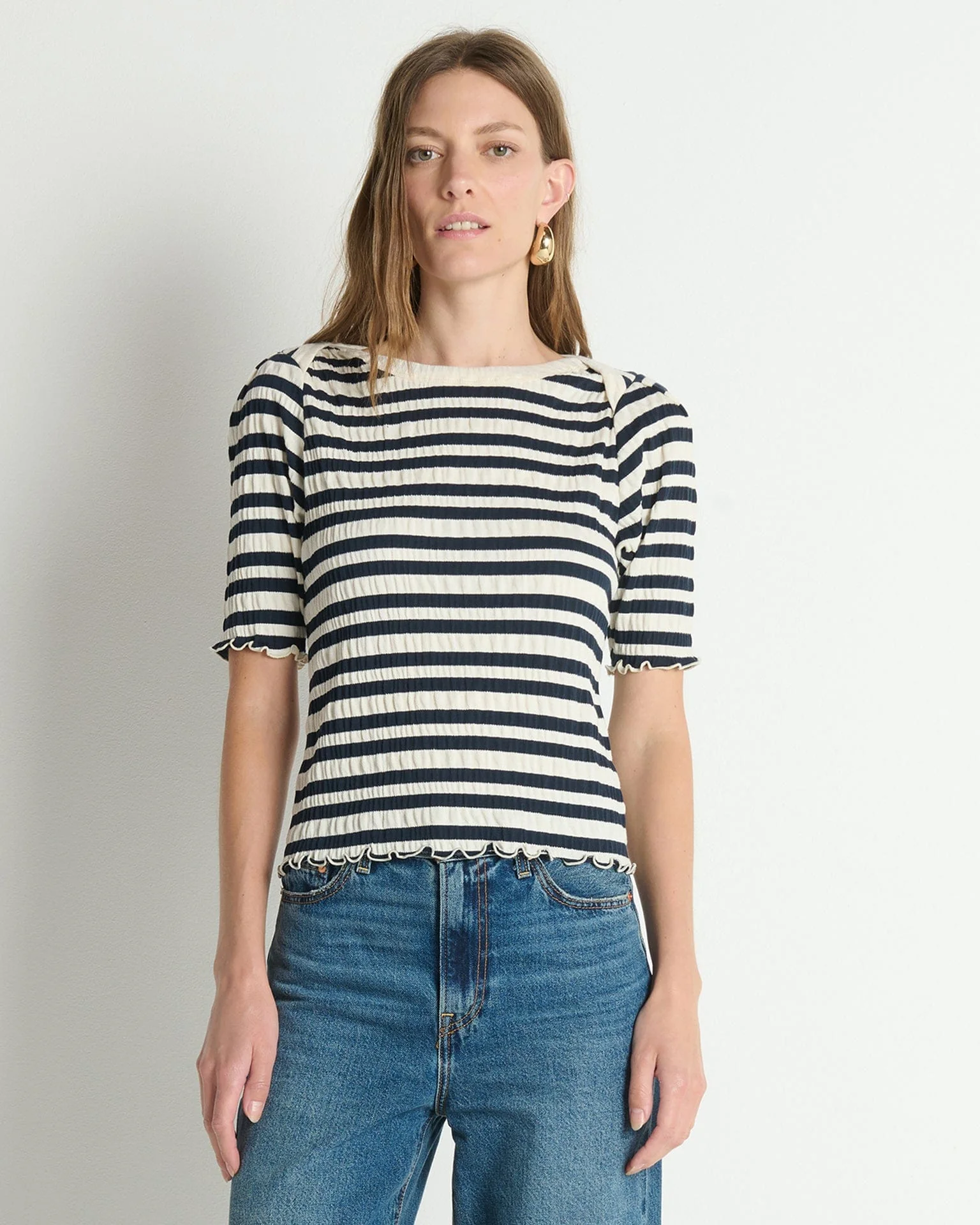 April Envelope Top in Crinkle Stripe - Image 3