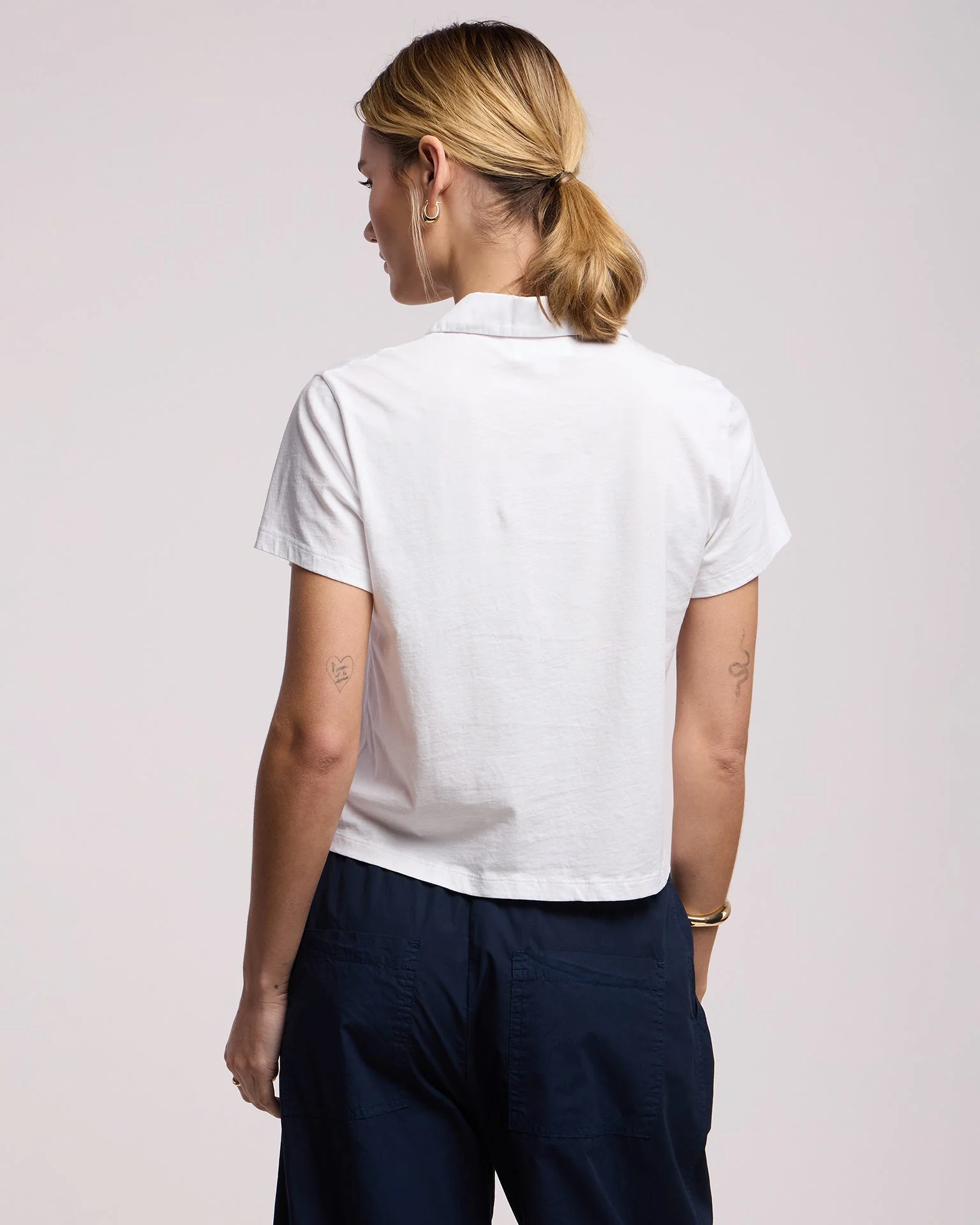 Arlene S/S Button Up Top In White - Image 3