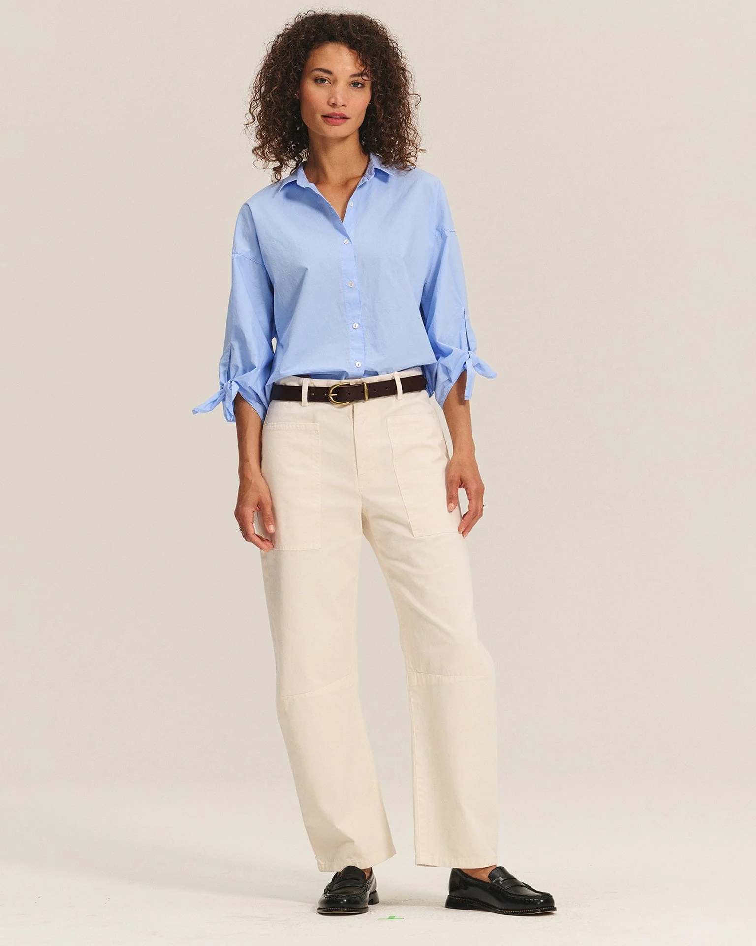 Arlette Knot Sleeve Button Up in Chill - Image 2