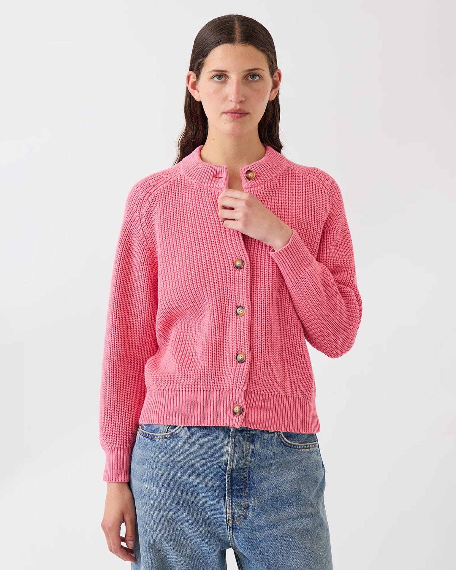 Audrey Cotton Cardigan in Begonia