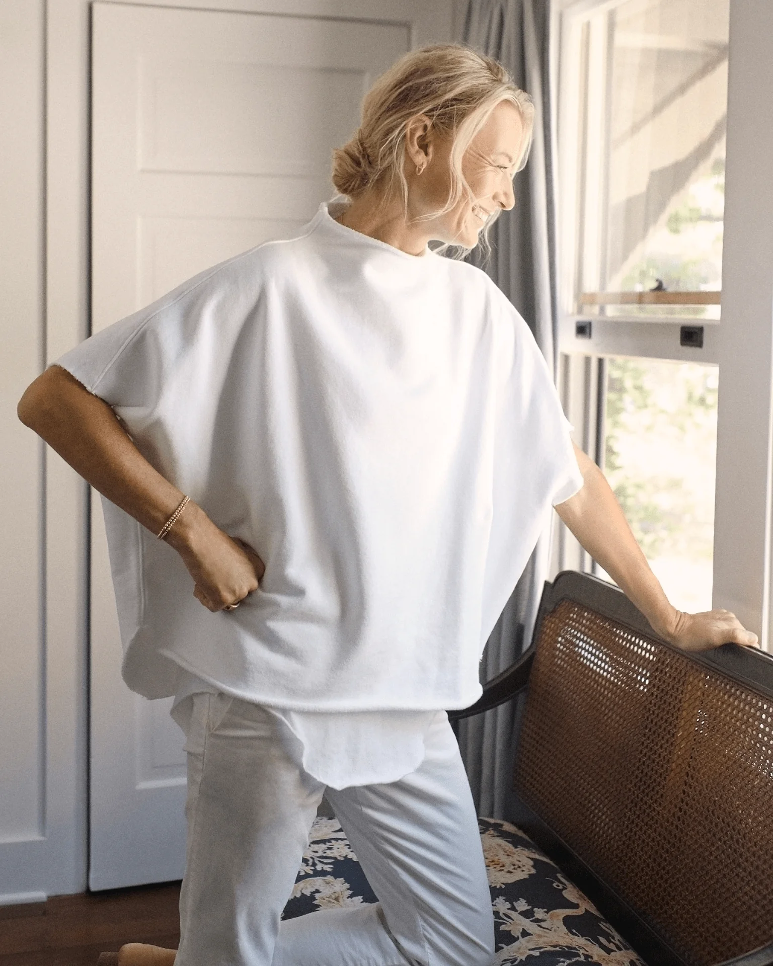 Audrey Funnel Neck Capelet in White