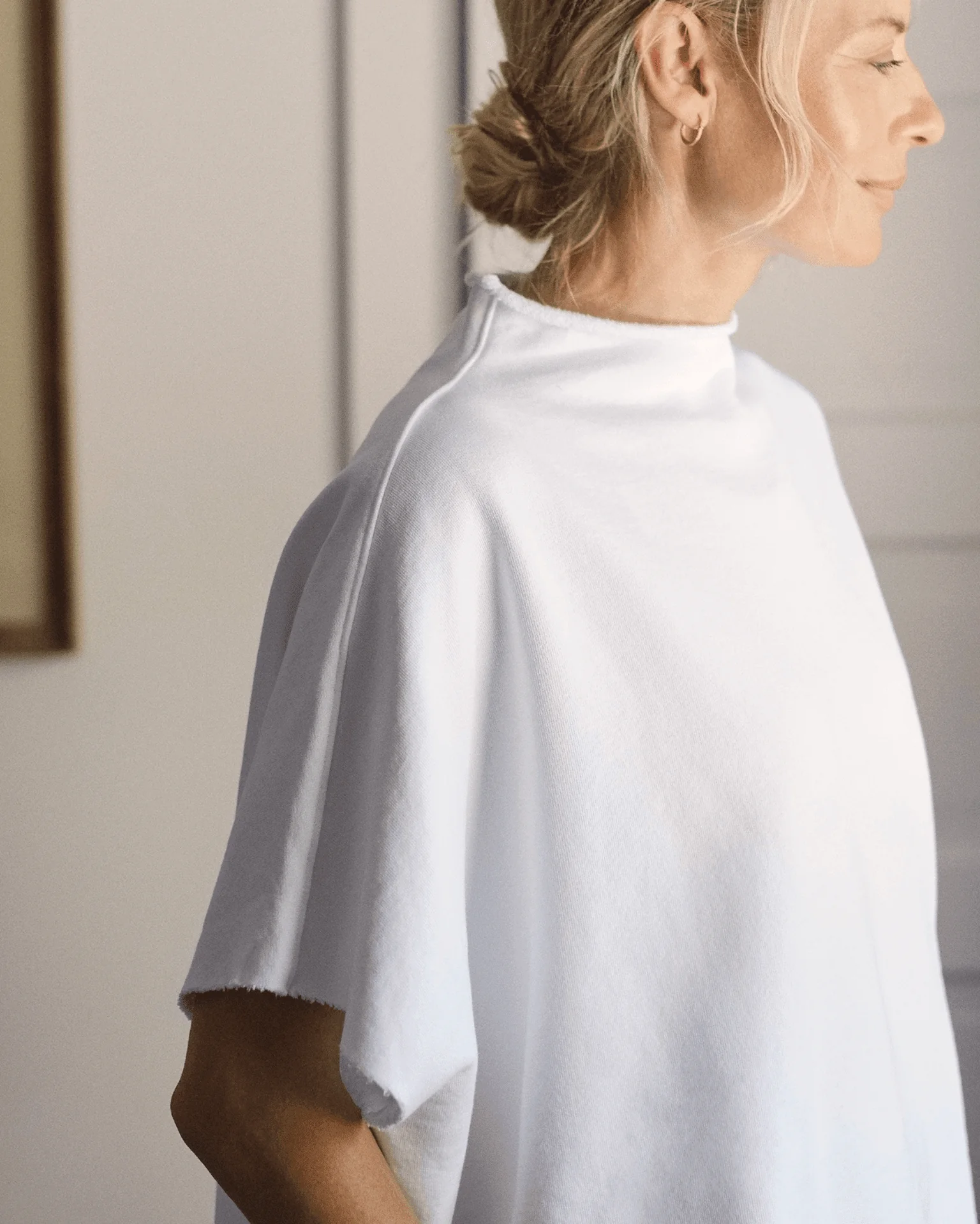 Audrey Funnel Neck Capelet in White - Image 2