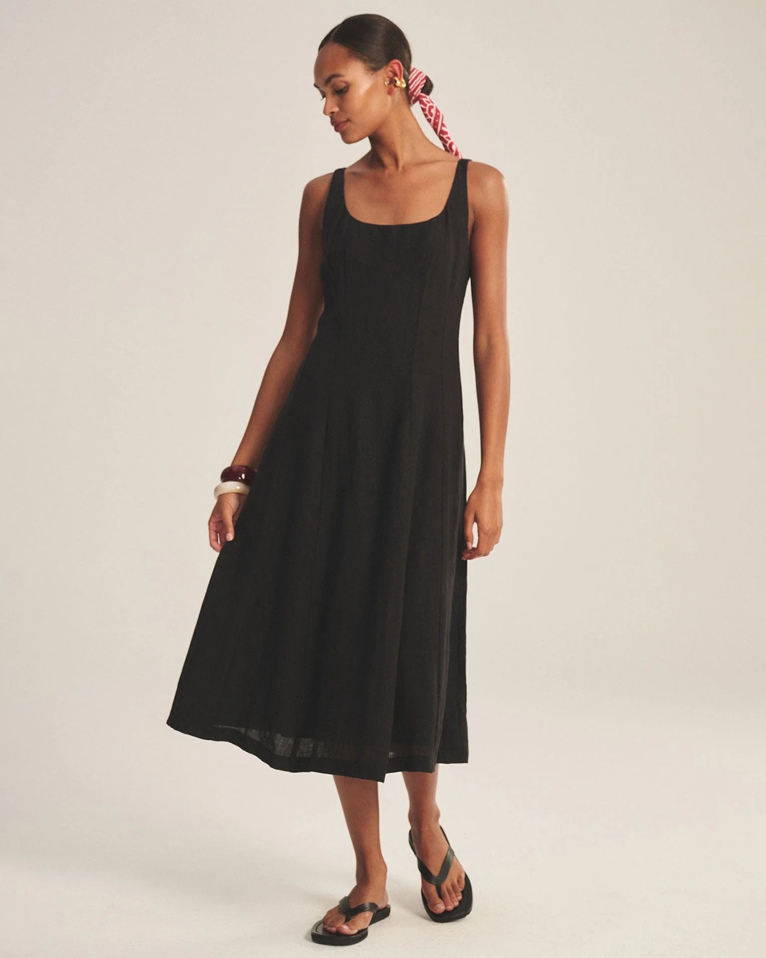 Austen Square Neck Sleeveless Dress in Black - Image 2