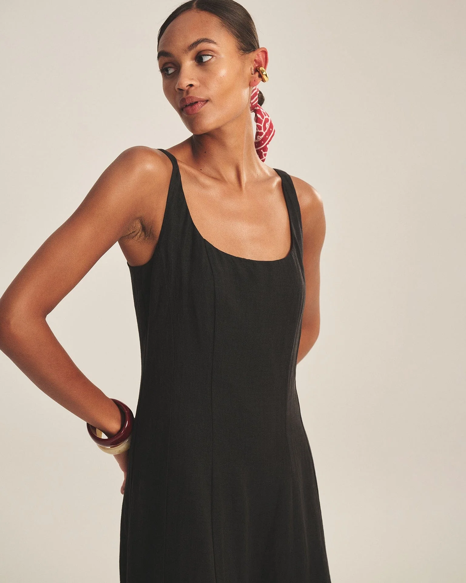 Austen Square Neck Sleeveless Dress in Black - Image 3