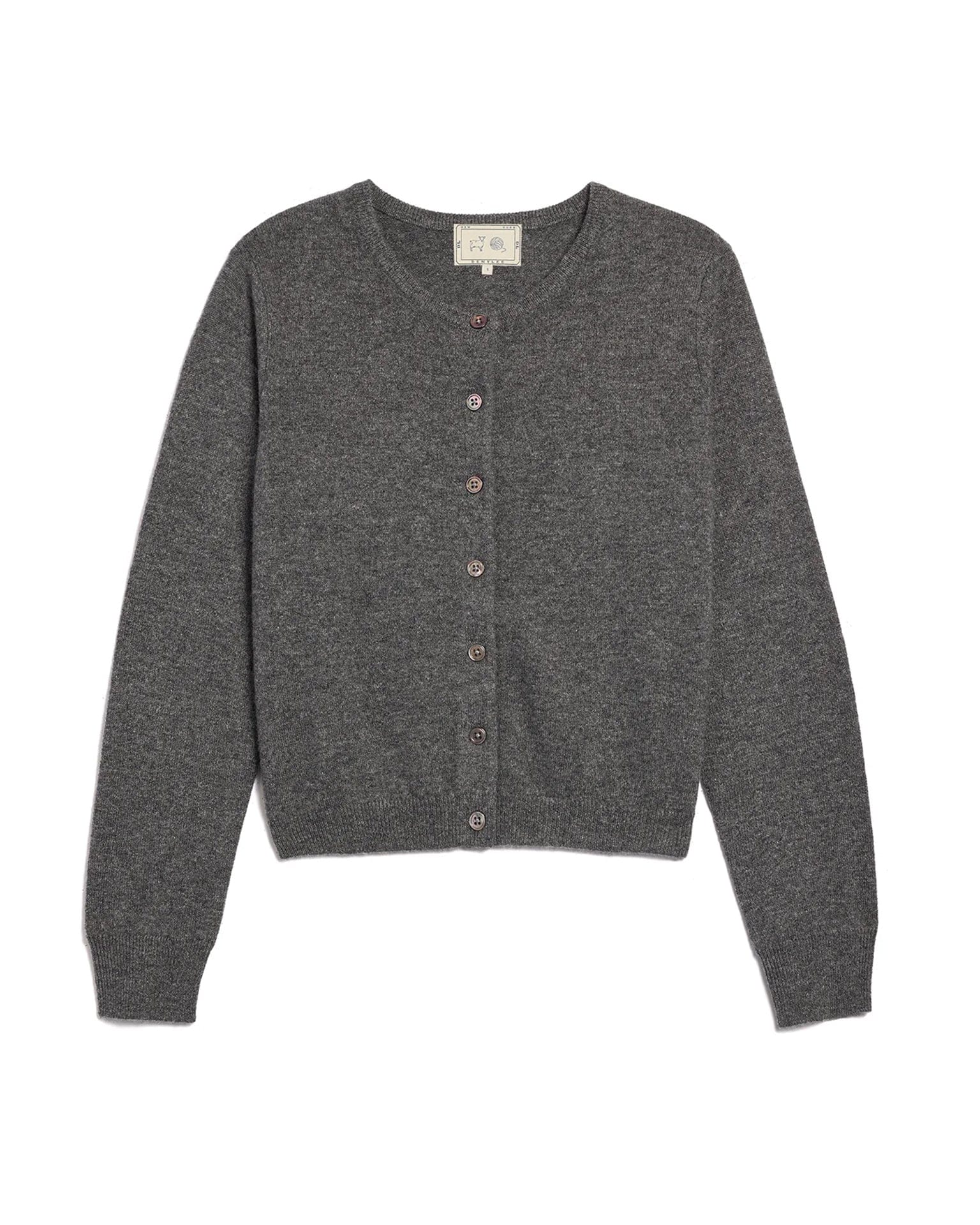 Ava Cashmere Cardigan in Dark Heather Grey - Image 2