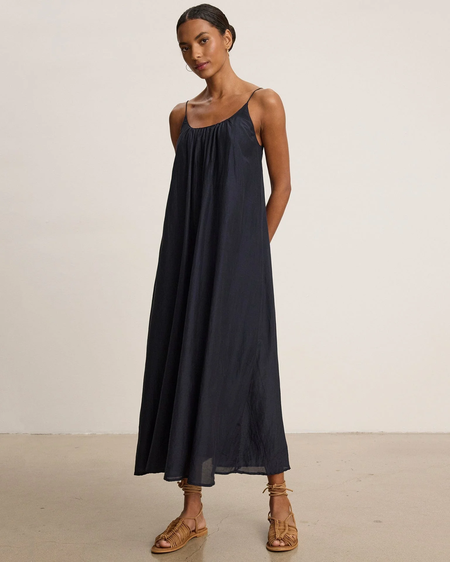 Avery Long Cami Dress in Black