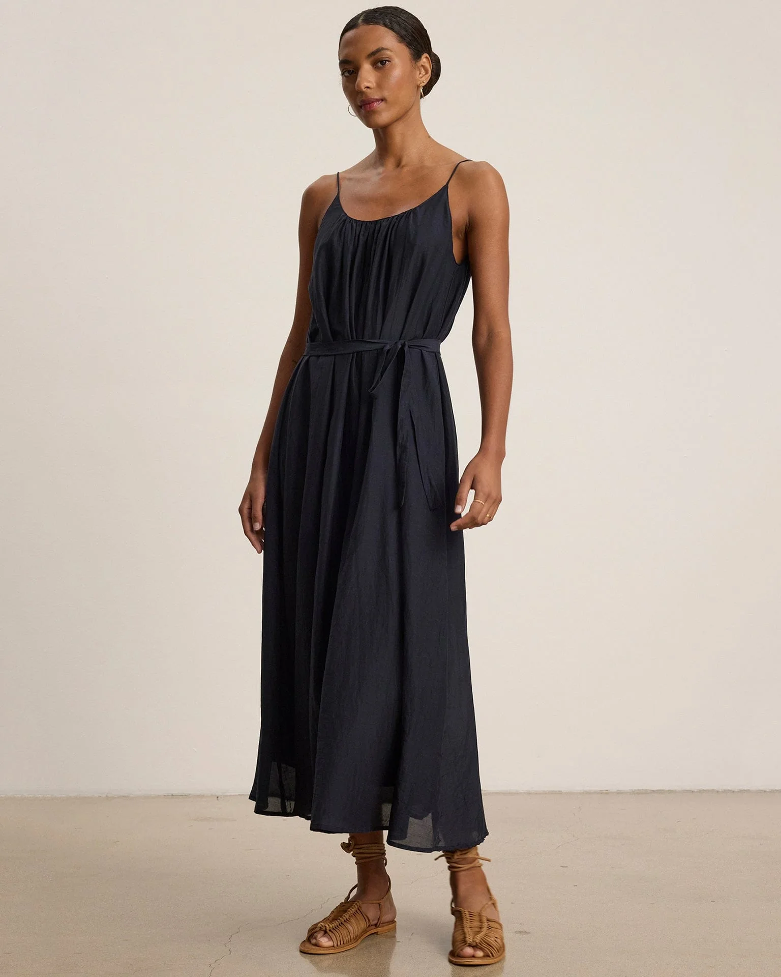 Avery Long Cami Dress in Black - Image 2