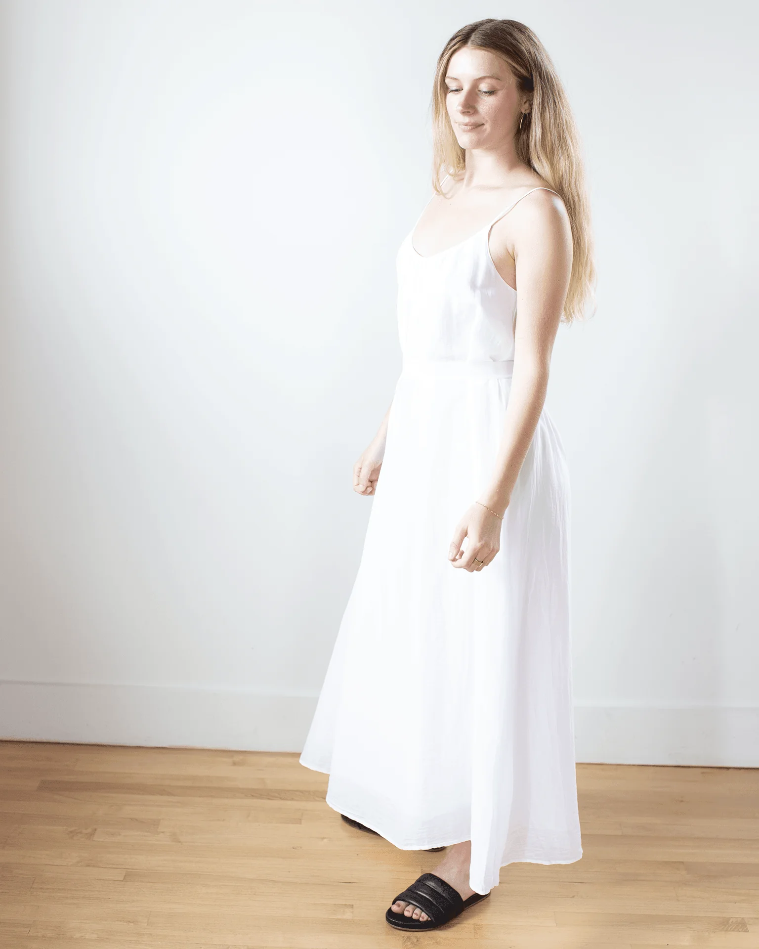 Avery Long Cami Dress in White - Image 4