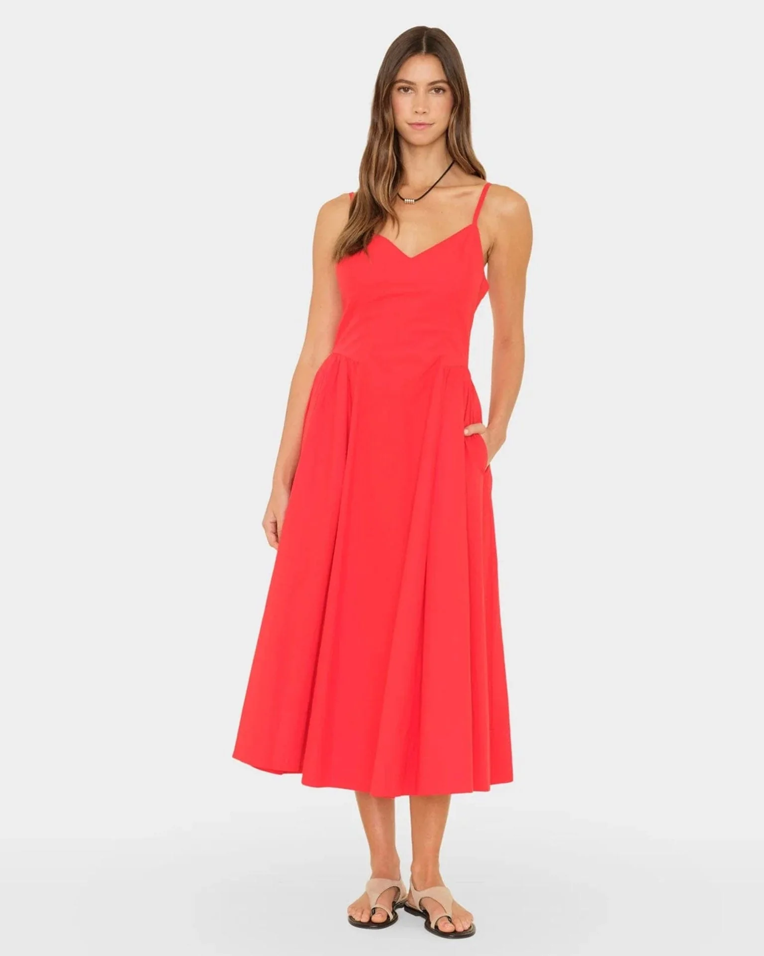 Bardot Dress in Red Flash