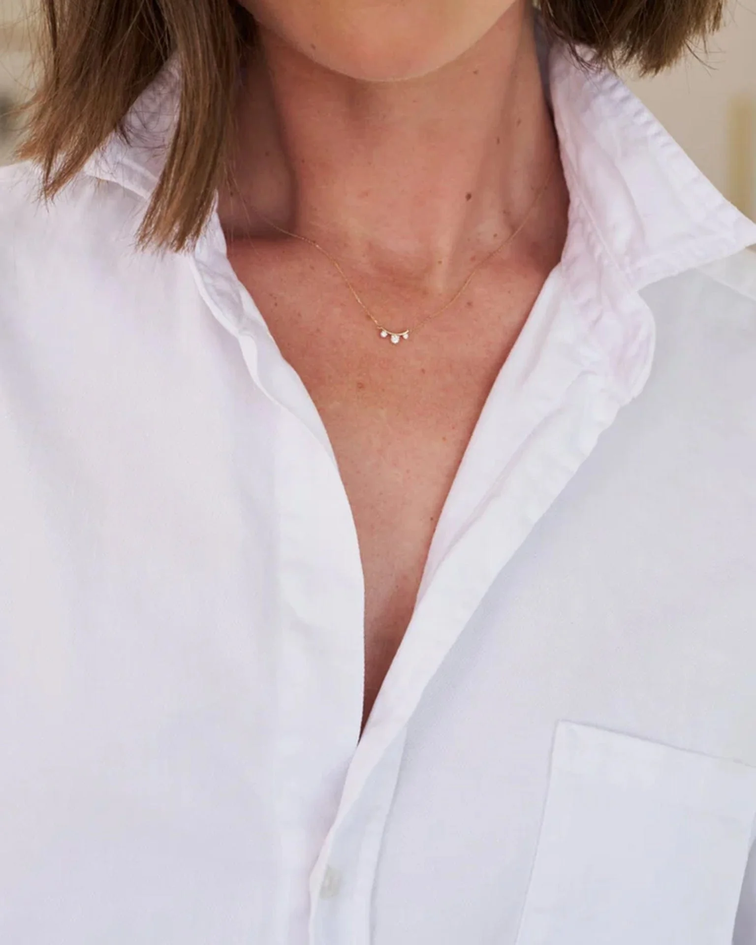 Barry Button Down in White Distressed Famous Denim - Image 2