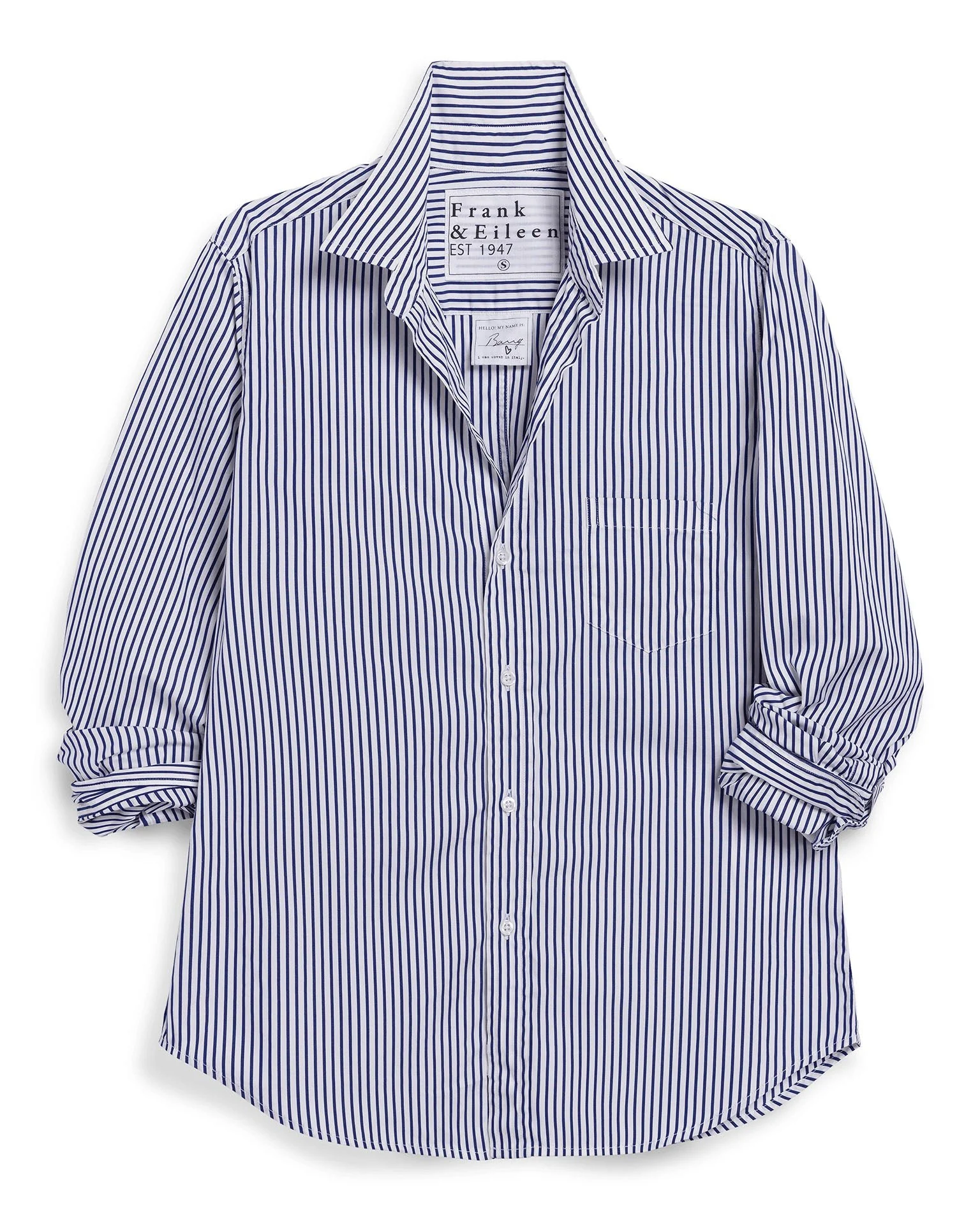 Barry Tailored Button Up Shirt in Blue White Stripe