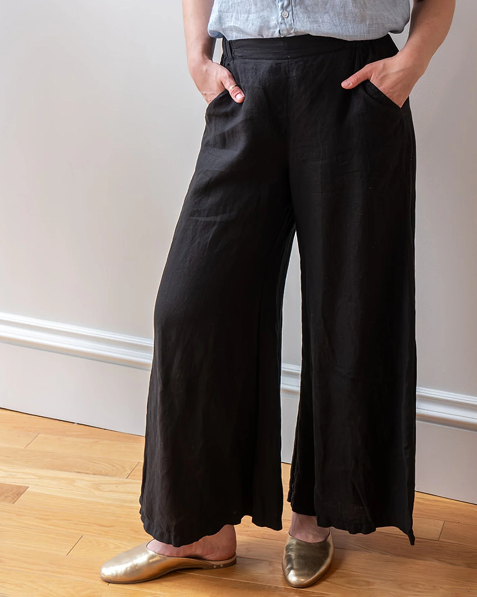 Becca Wide Leg Pant in Black Linen