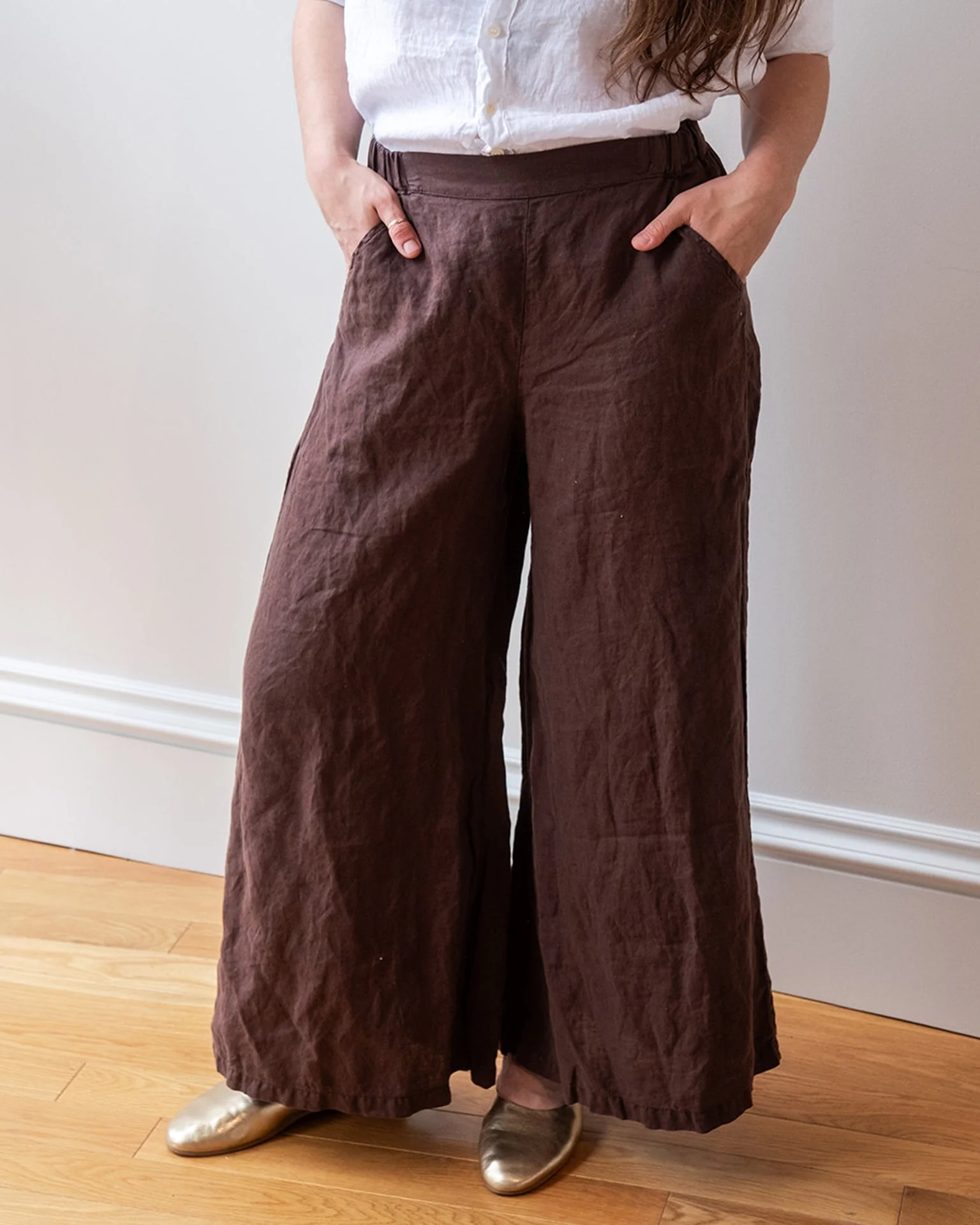 Becca Wide Leg Pant in Chocolate Linen