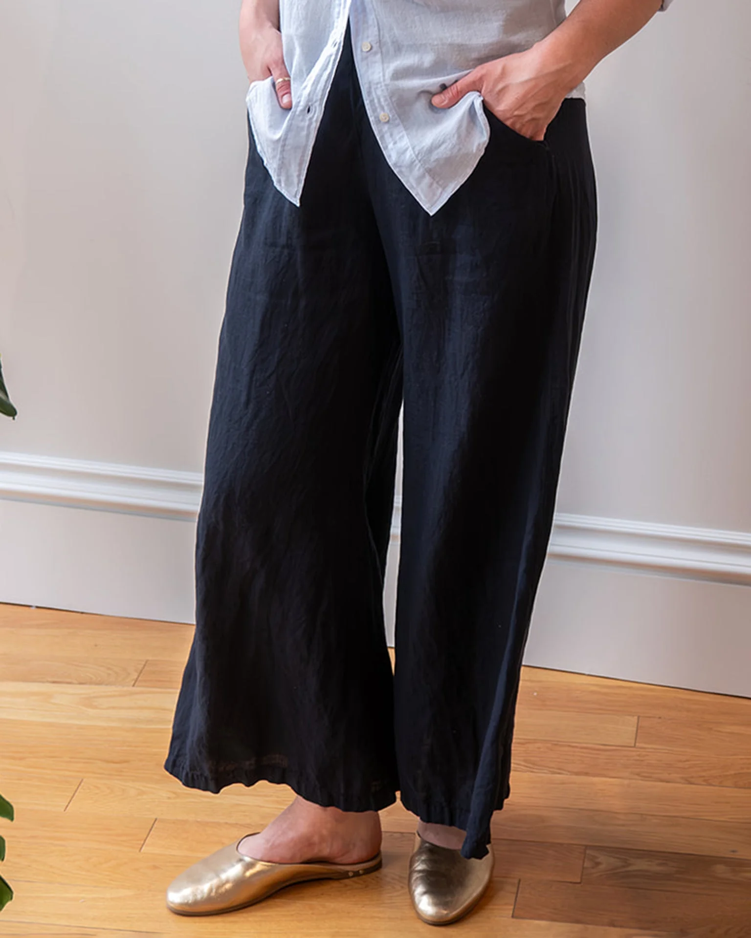 Becca Wide Leg Pant in Ink Linen
