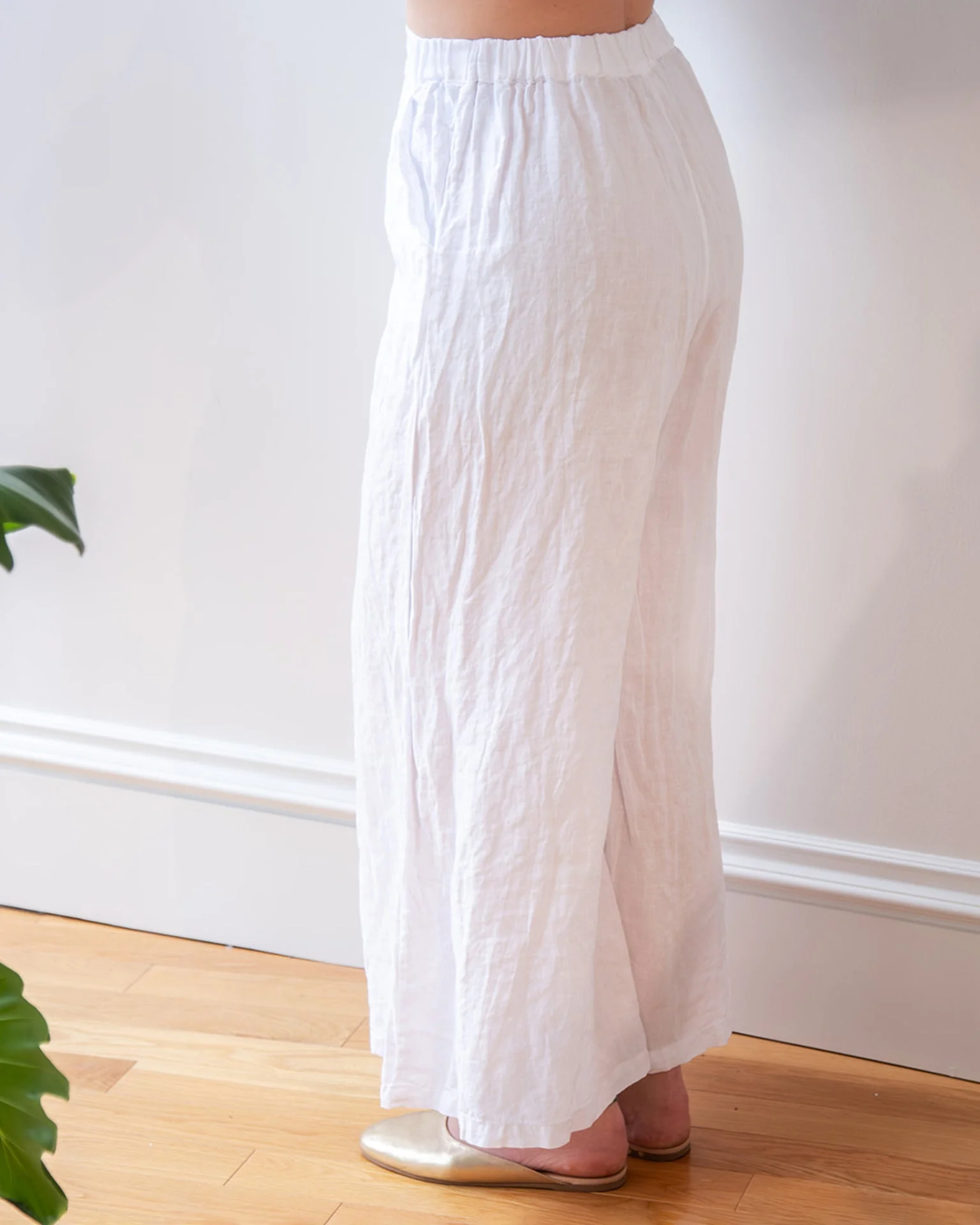 Becca Wide Leg Pant in White Linen - Image 2
