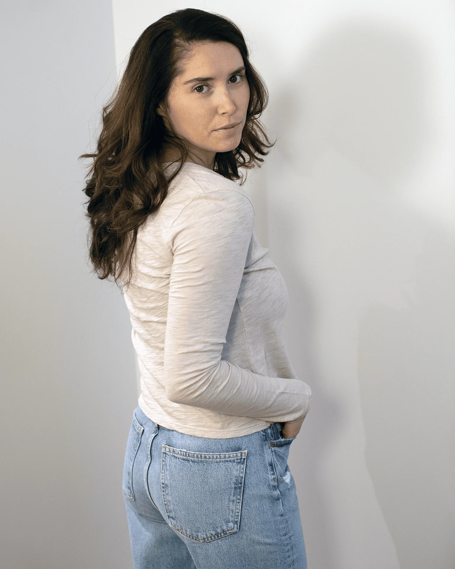 Becky Long Sleeve Scoop Neck Top in Dollhouse - Image 2