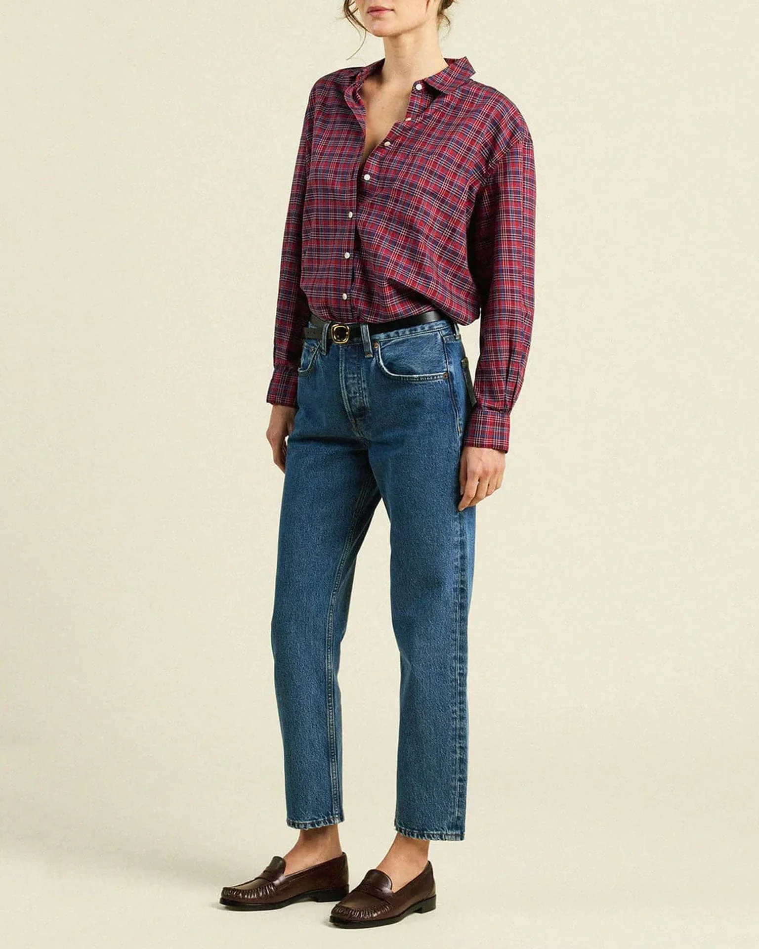 Blake Oversized Shirt in Mulled Wine Plaid - Image 2