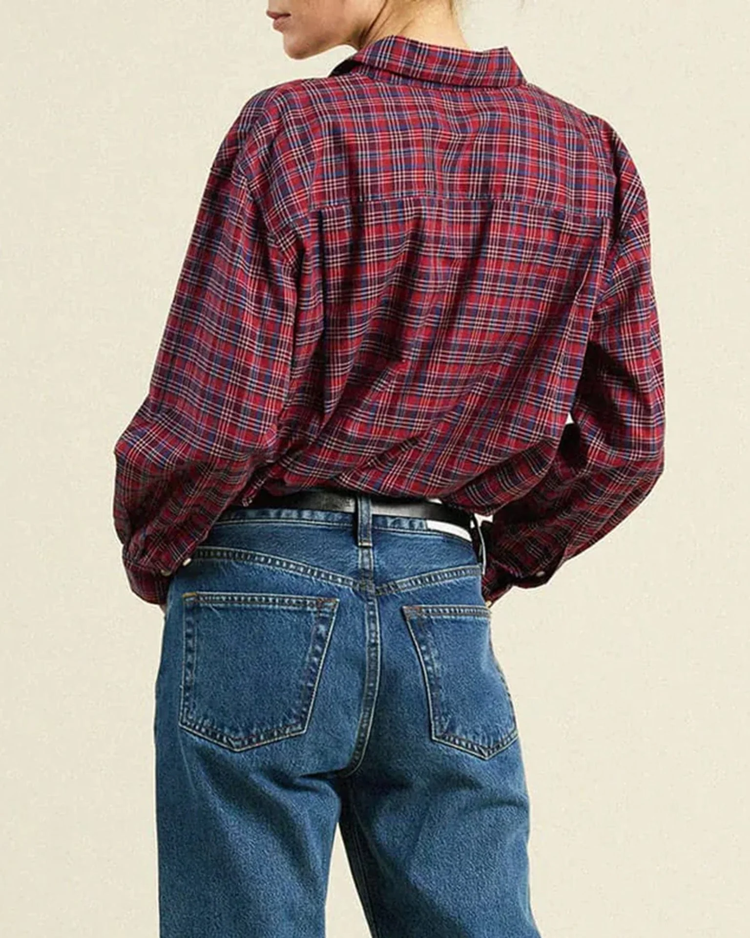 Blake Oversized Shirt in Mulled Wine Plaid - Image 3