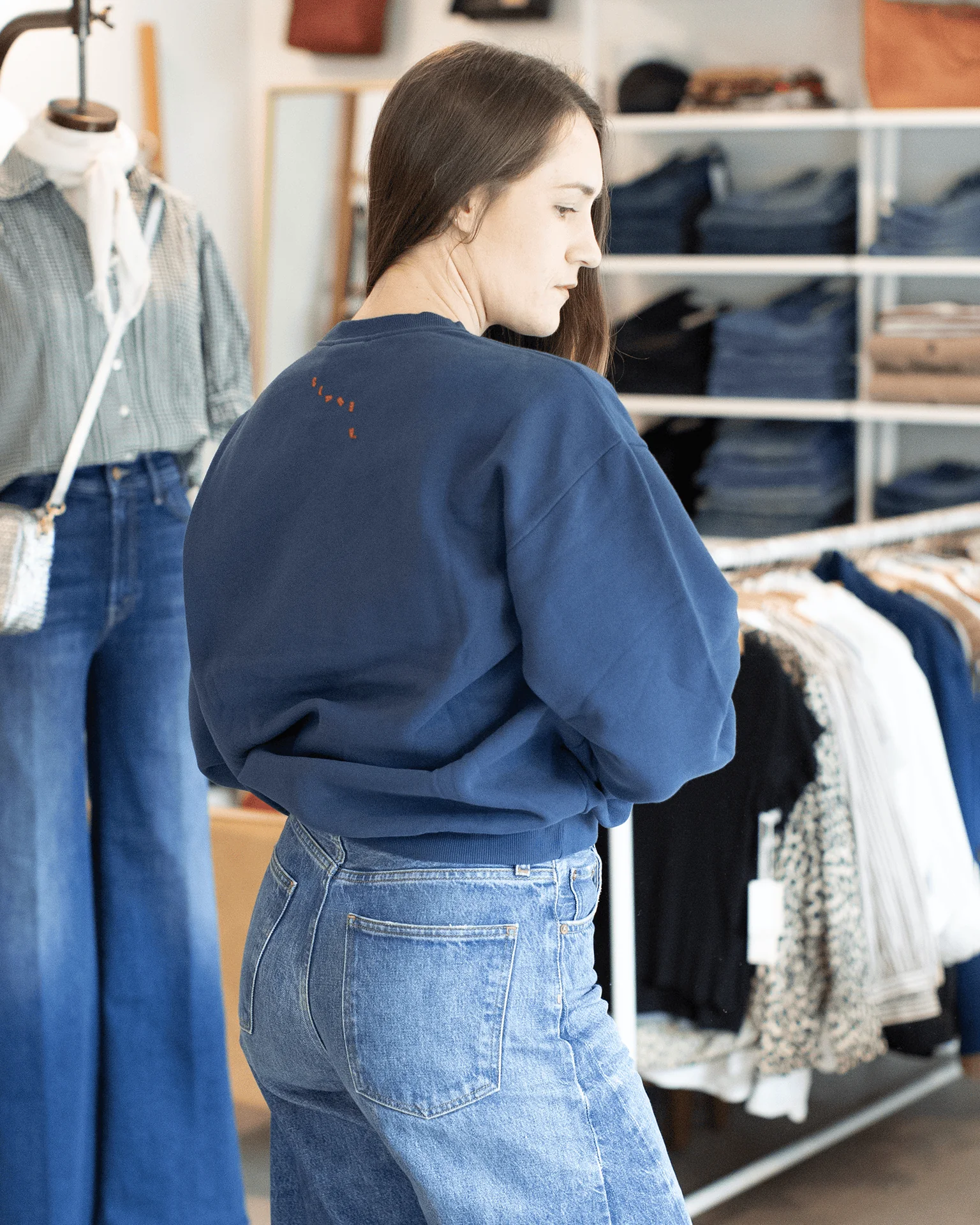Block Ciao Oversized Sweatshirt in Navy - Image 2