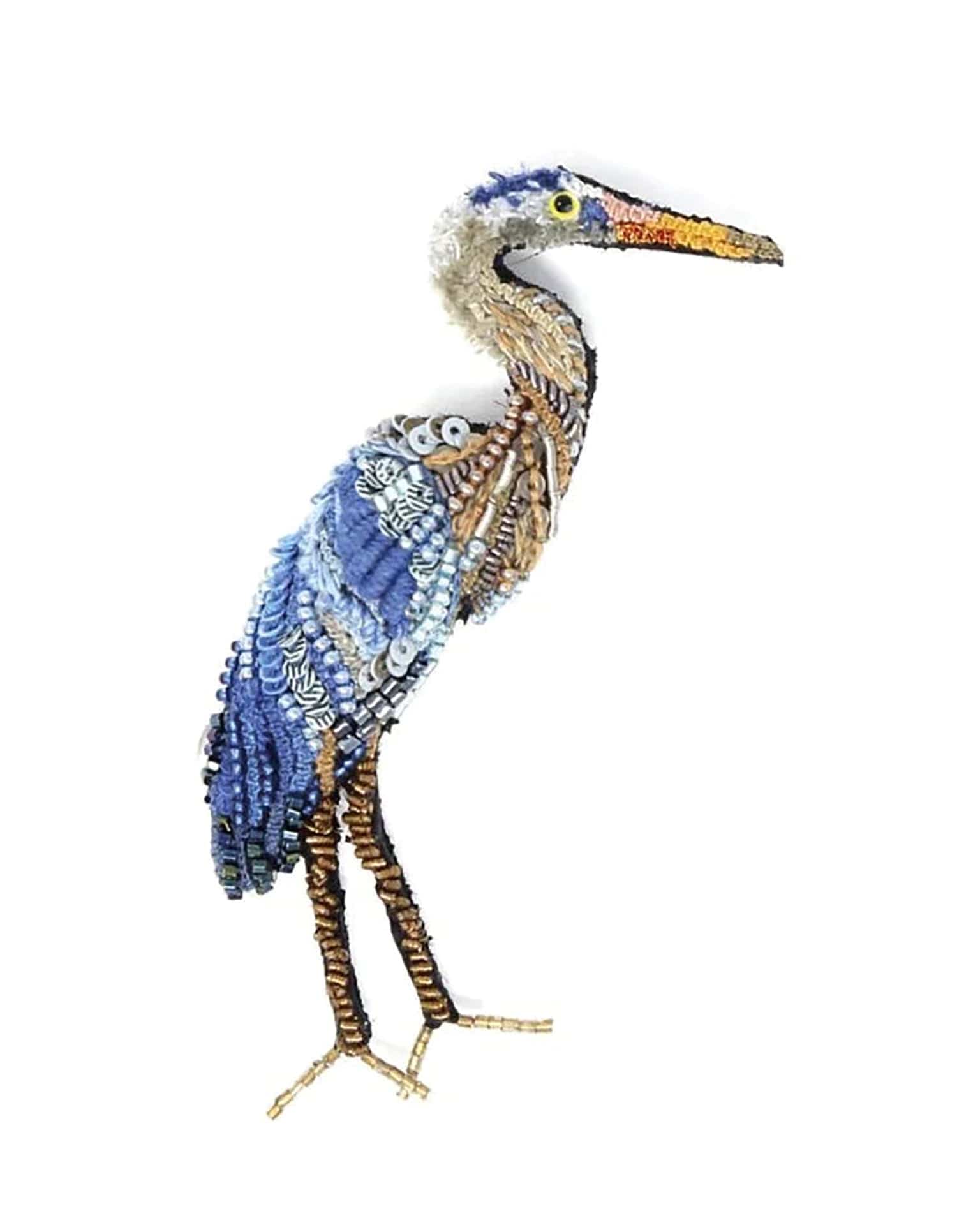 Blue Heron Brooch Pin
