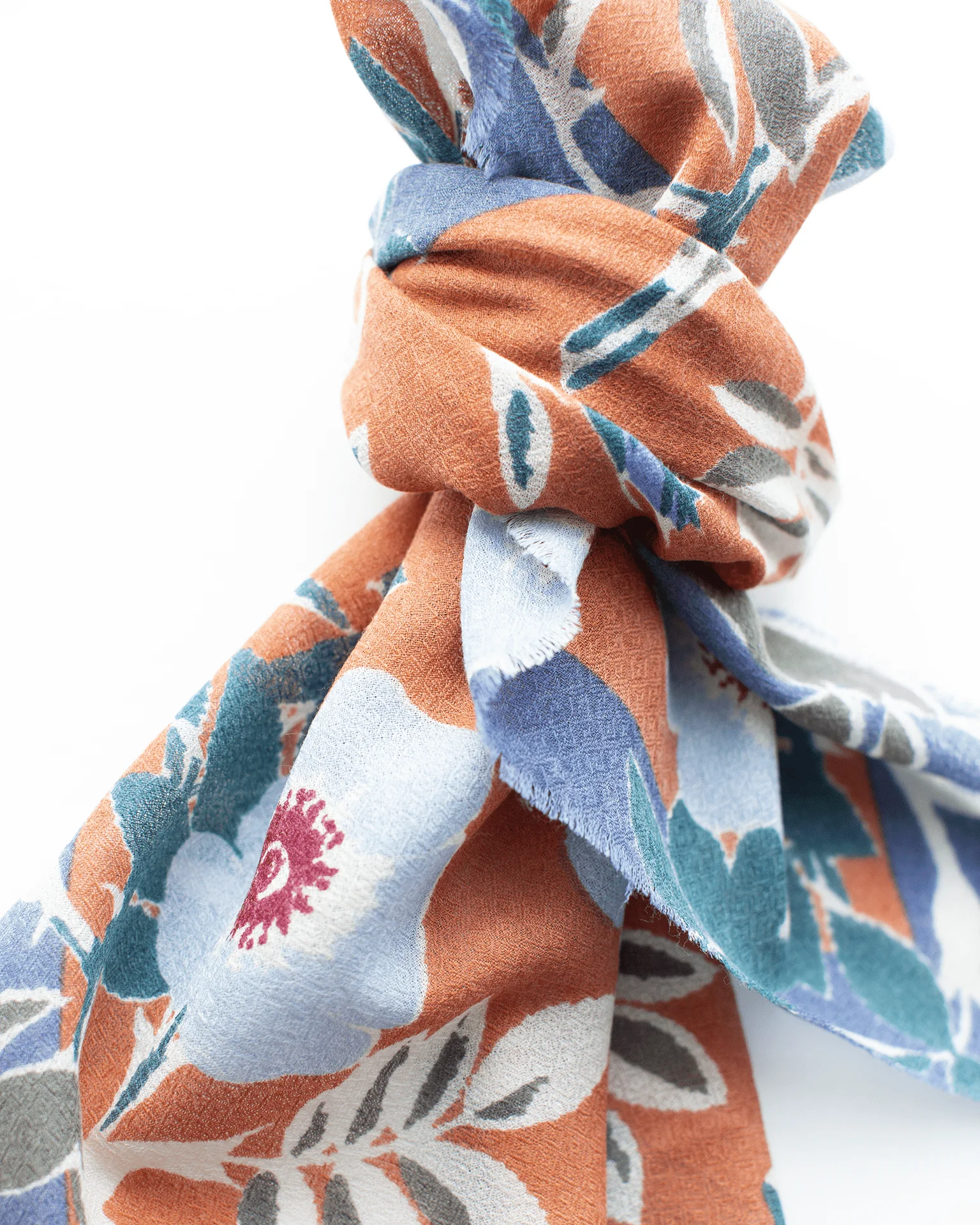 Bold Daisy Wool Silk & Cashmere Bandana in Caramel - Image 3