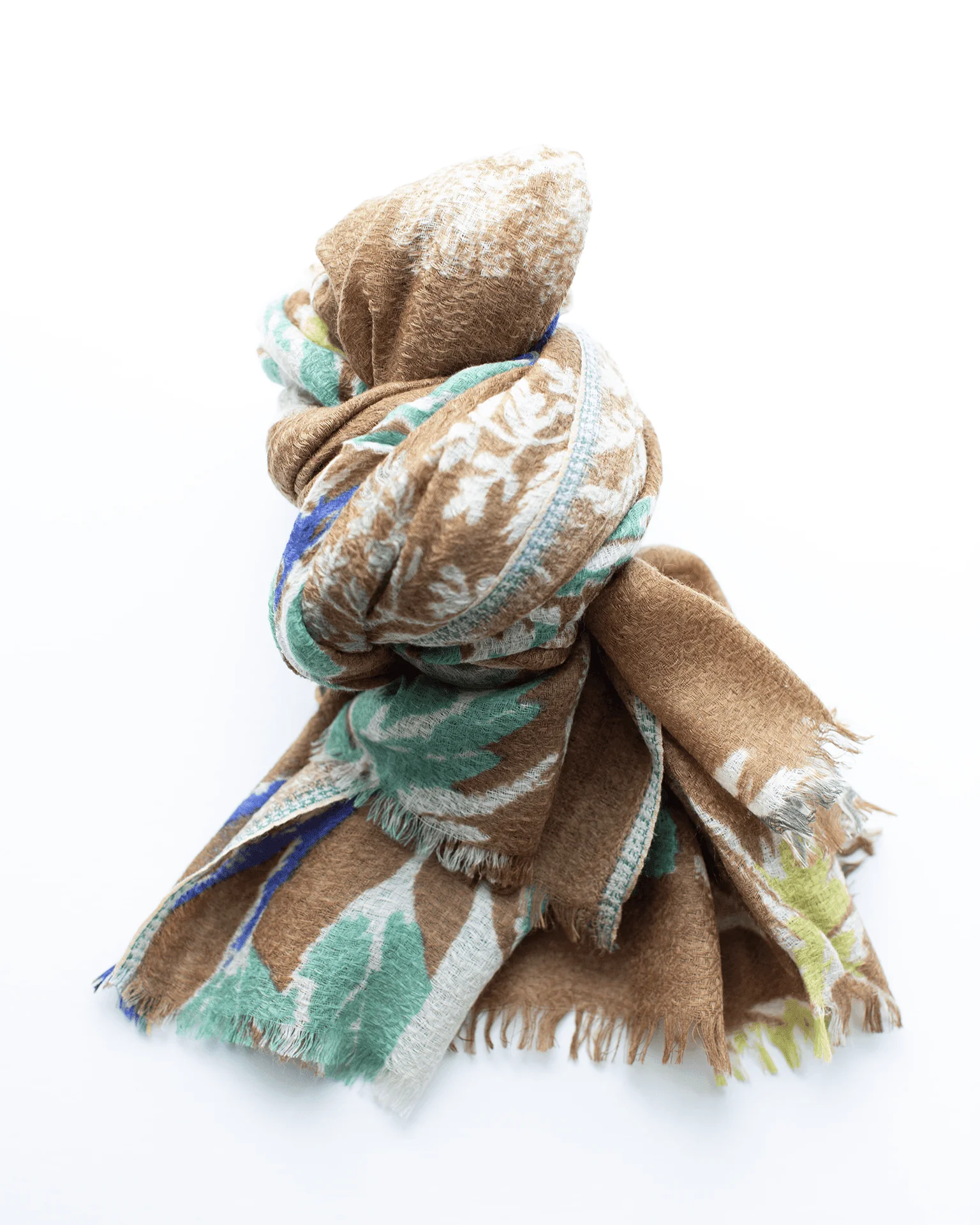Botanica Wool Silk & Cashmere Scarf in Tobacco