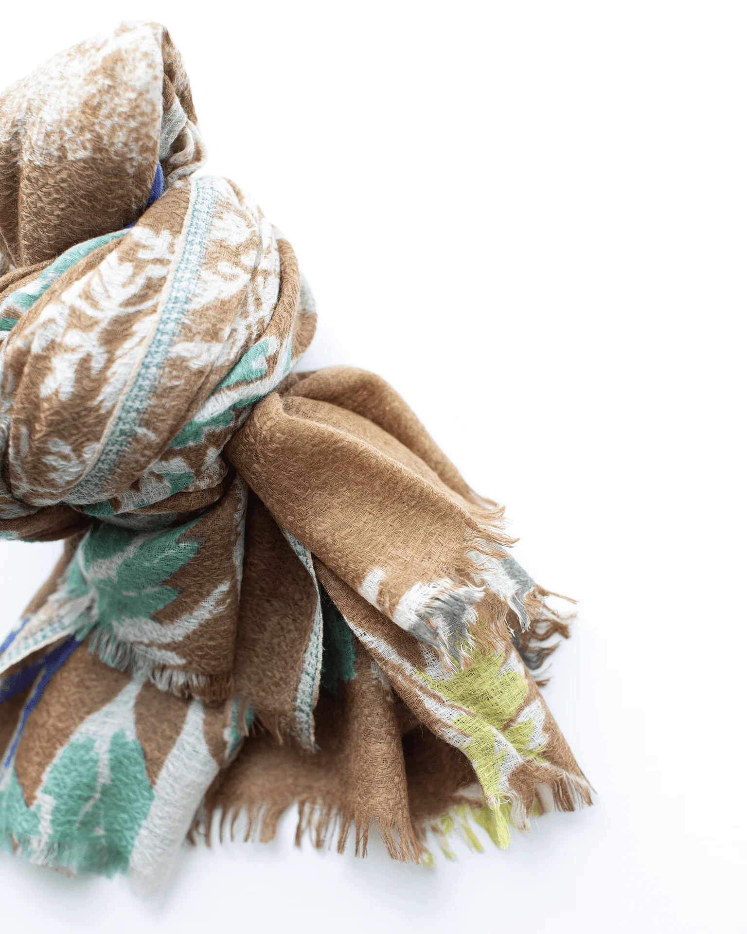 Botanica Wool Silk & Cashmere Scarf in Tobacco - Image 4