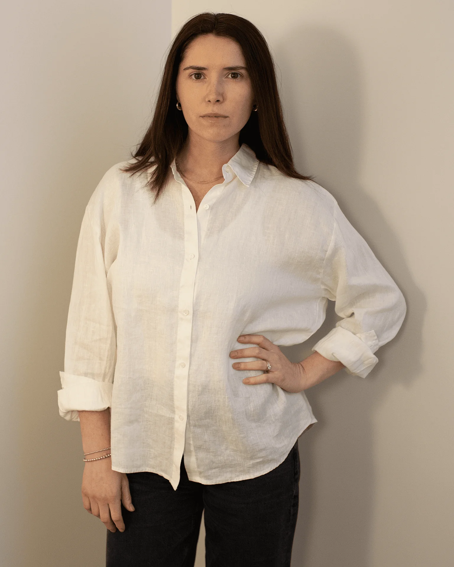 Brighton Long Sleeve Button Up in Chalk