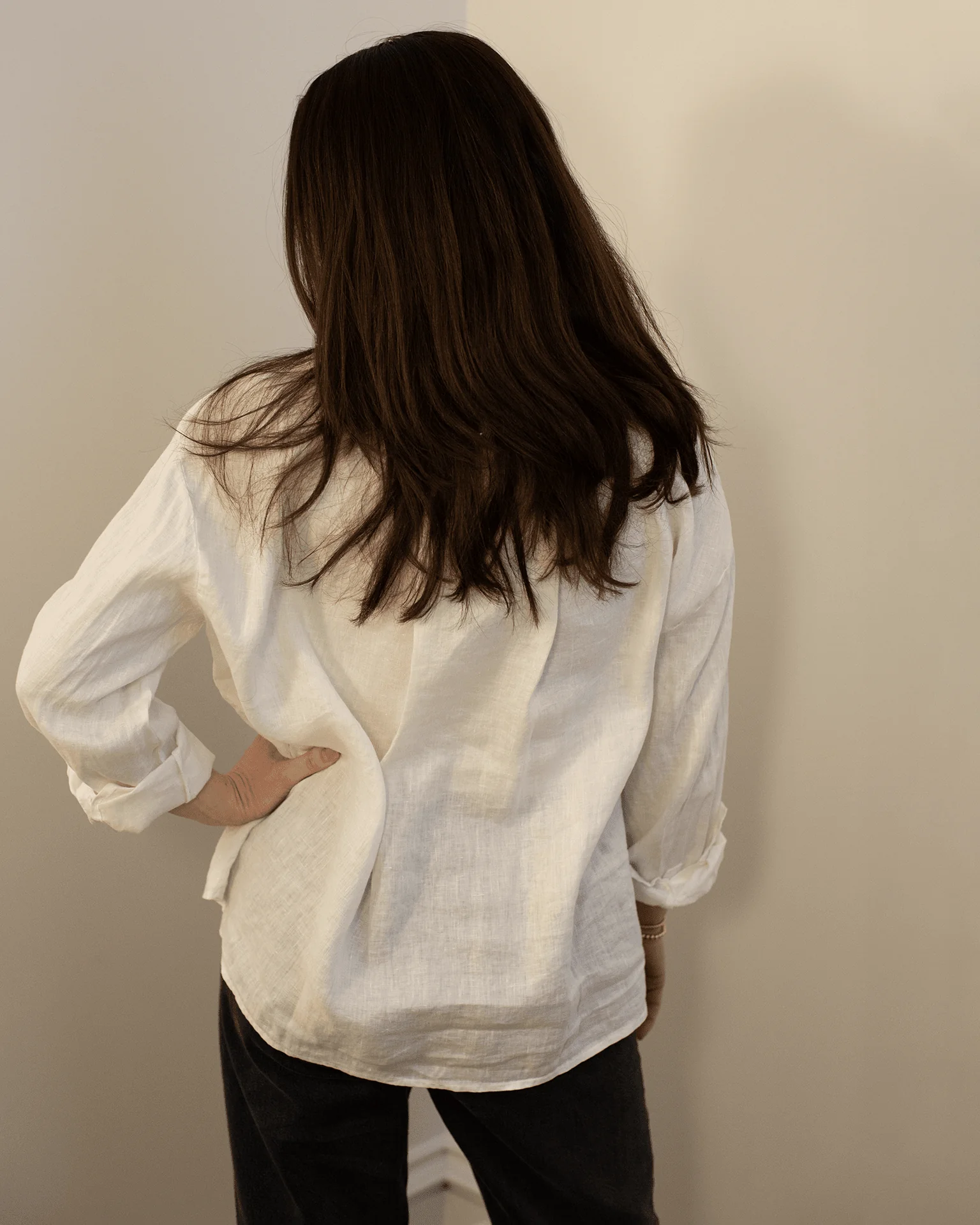Brighton Long Sleeve Button Up in Chalk - Image 3
