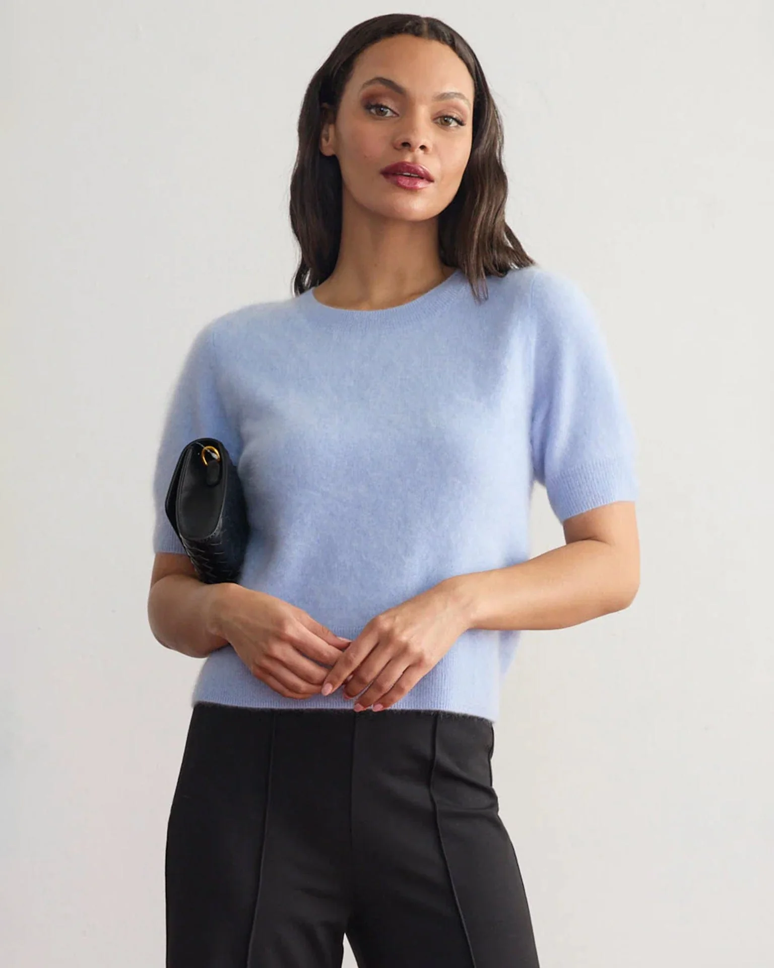 Brushed Cashmere Tee in Riviera