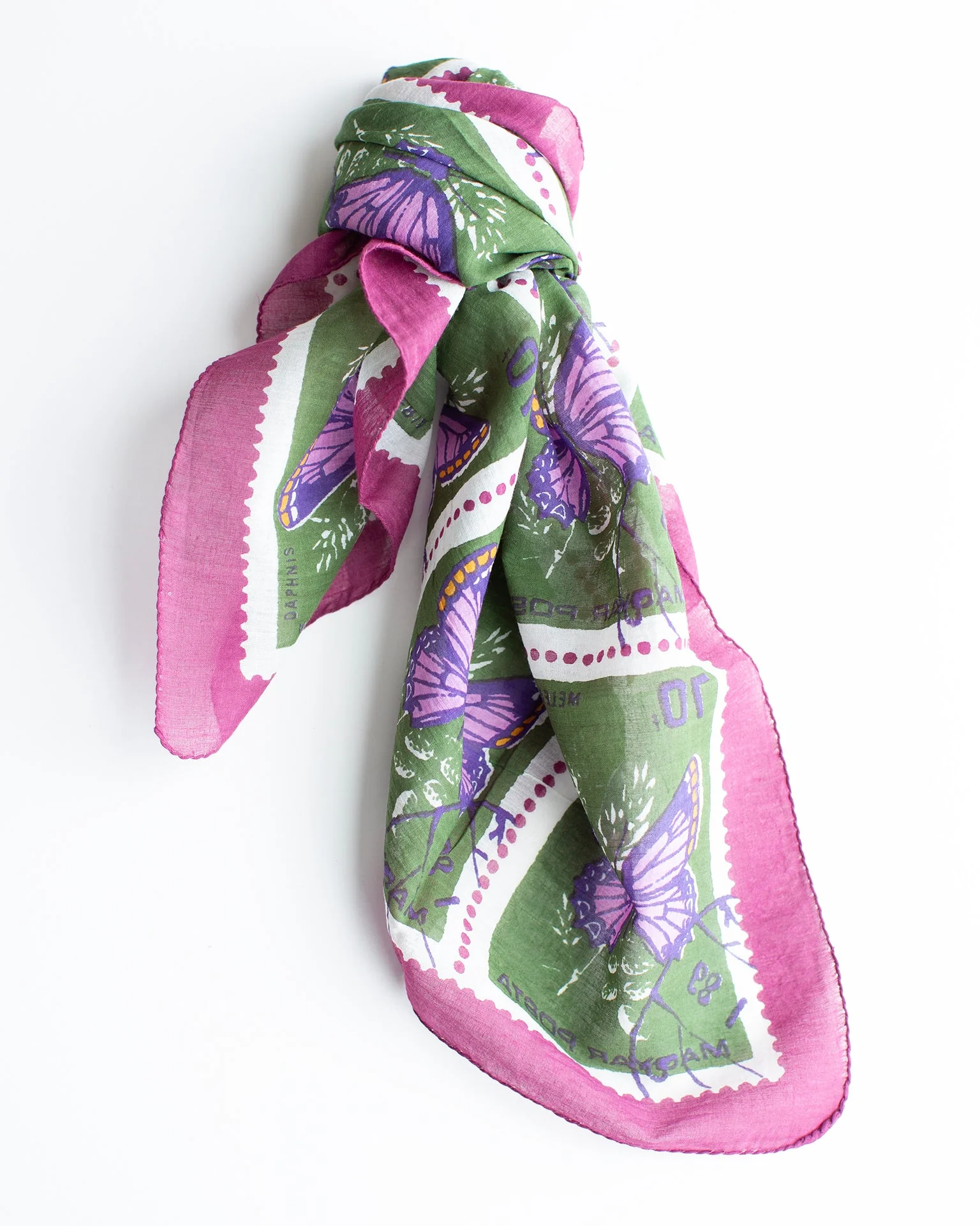 Butterfly Stamps 70x70 Bandana in Green