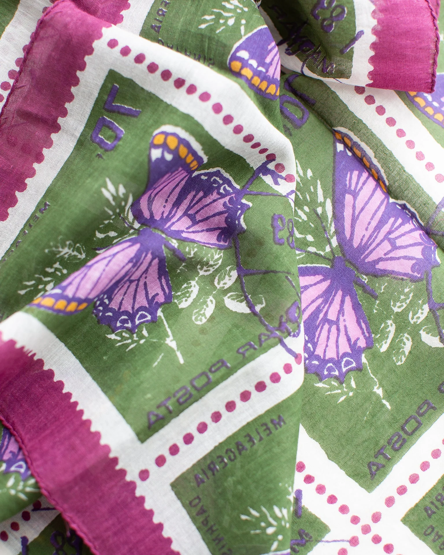 Butterfly Stamps 70x70 Bandana in Green - Image 2