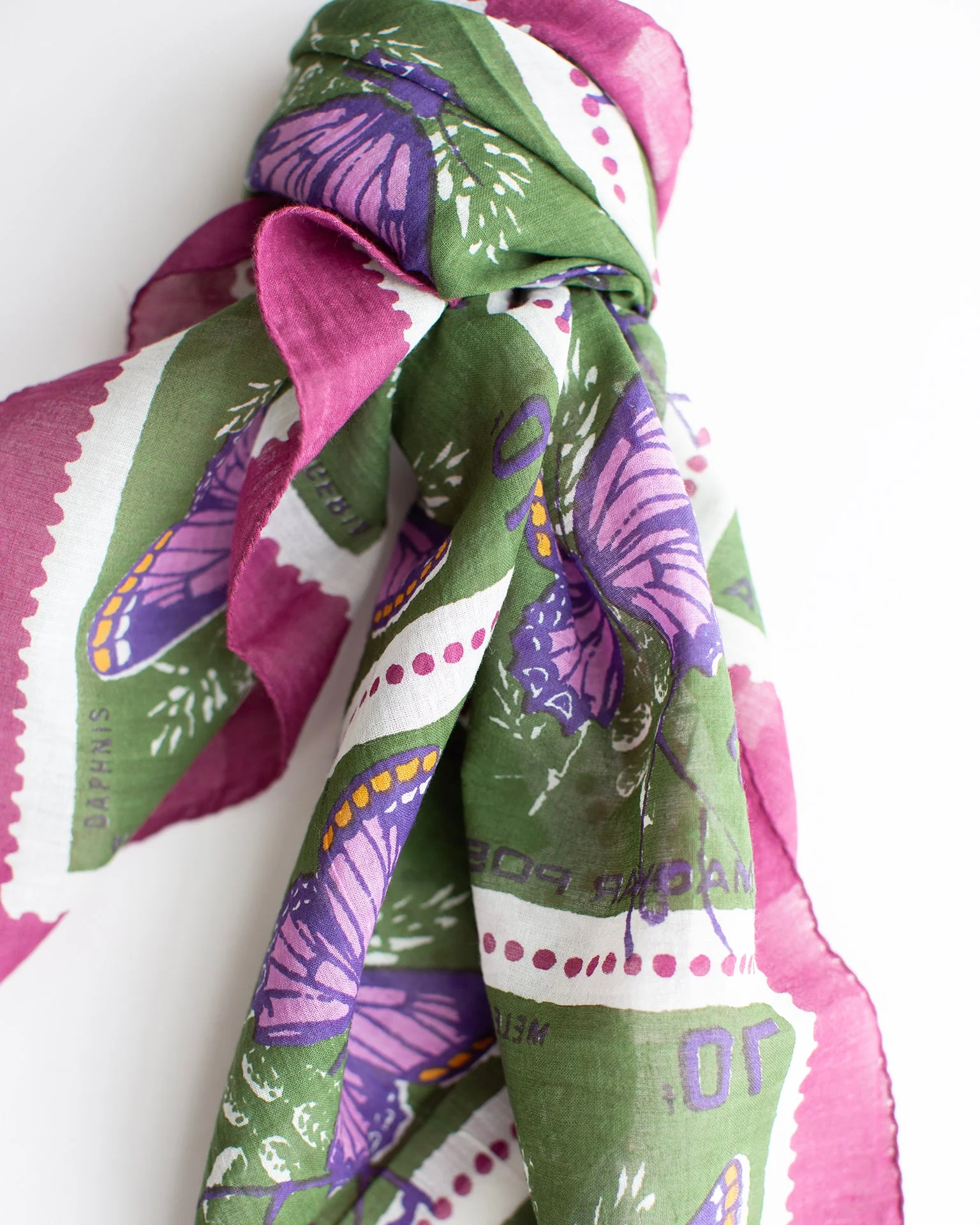 Butterfly Stamps 70x70 Bandana in Green - Image 3
