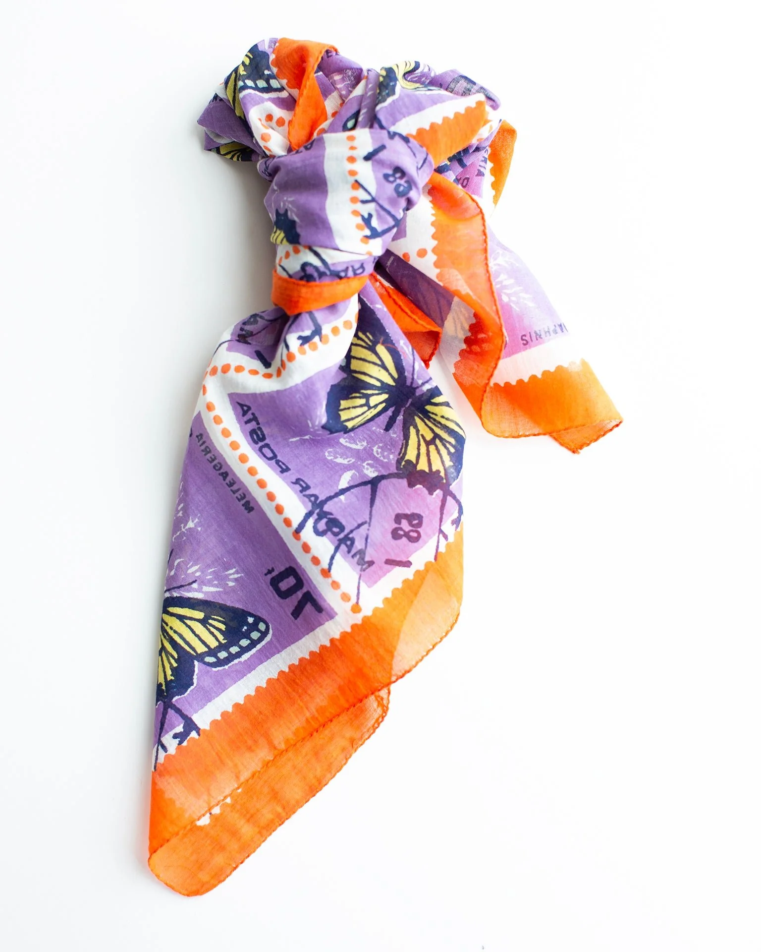 Butterfly Stamps 70x70 Bandana in Lilac