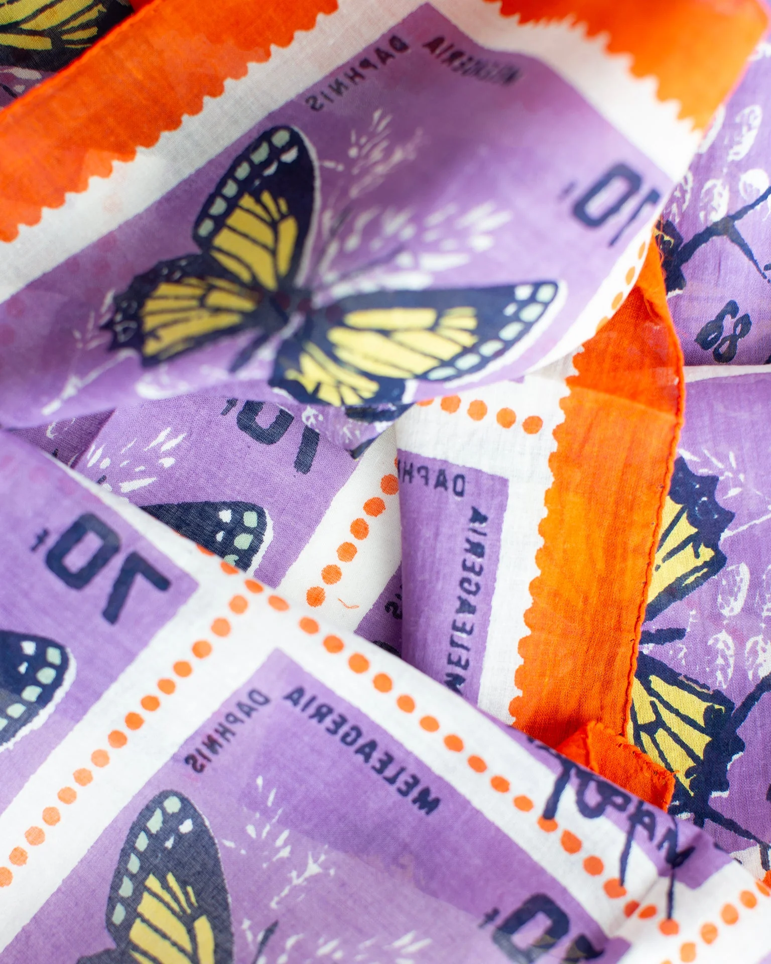 Butterfly Stamps 70x70 Bandana in Lilac - Image 2