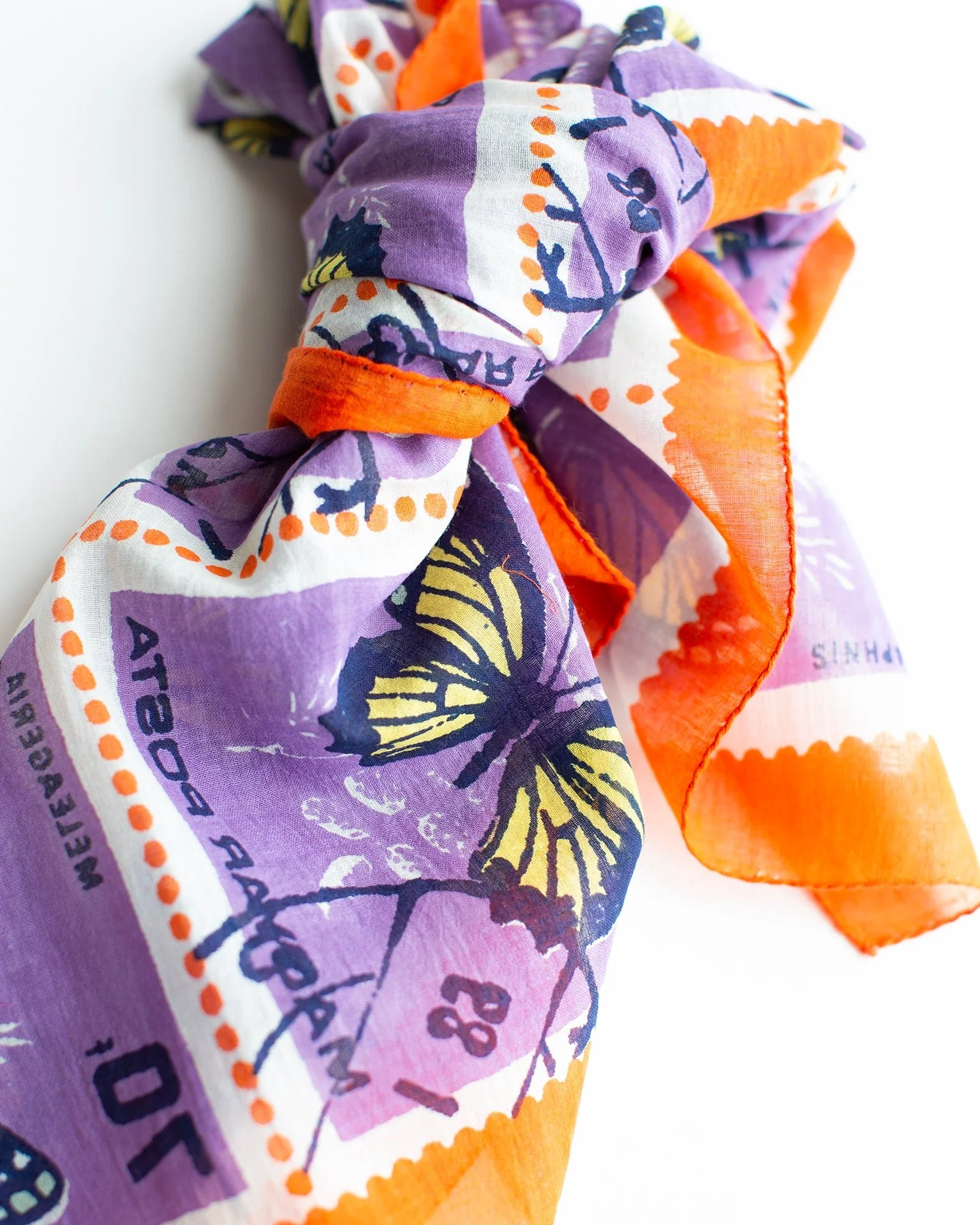 Butterfly Stamps 70x70 Bandana in Lilac - Image 3